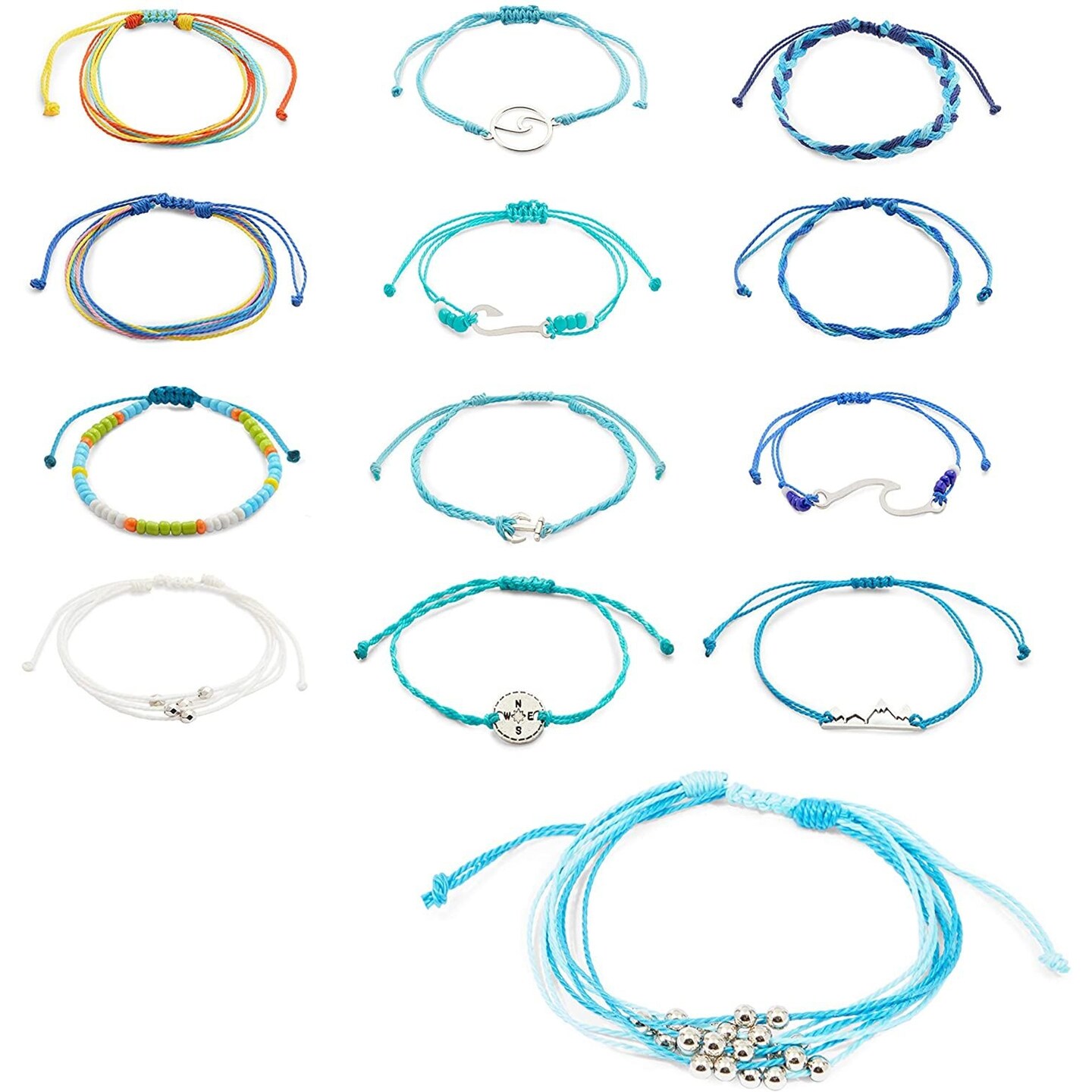 15 Pcs String Wave Strand Bracelets for Women, Adjustable Friendship ...