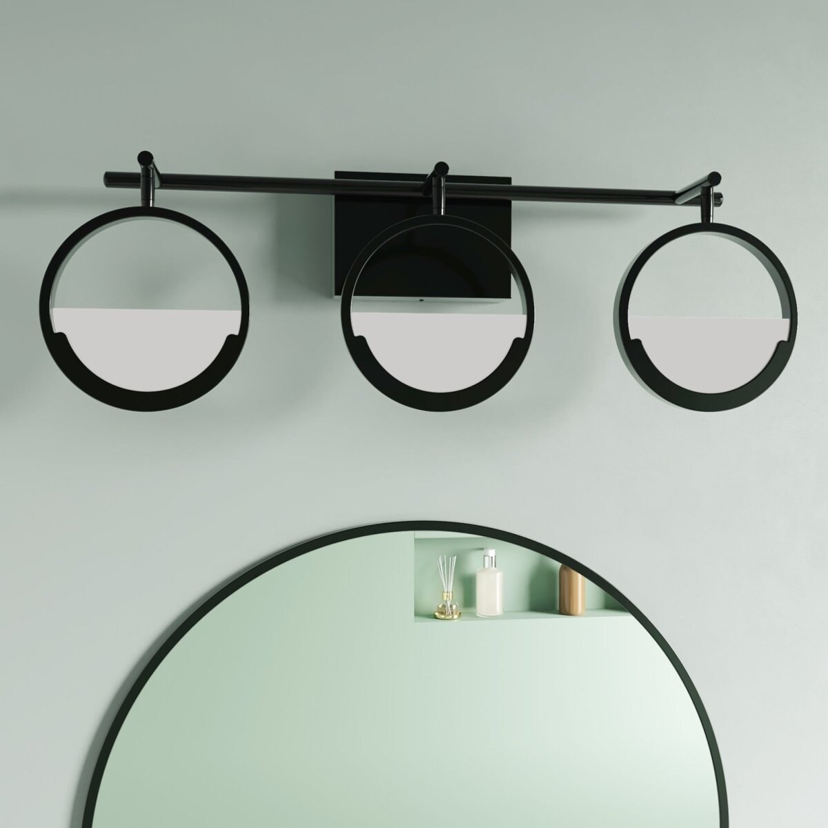 Exbrite Trio Led Vanity Light Black Dimmable Rotatable Heads Modern Design
