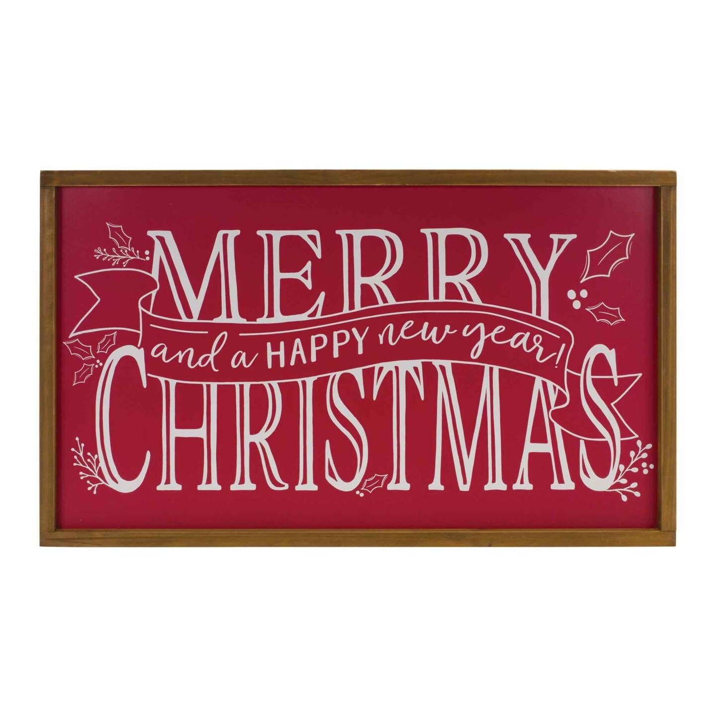 Melrose &#x22;Merry Christmas and a Happy New Year&#x22; Wall Sign - 23.75&#x22; - Red and White