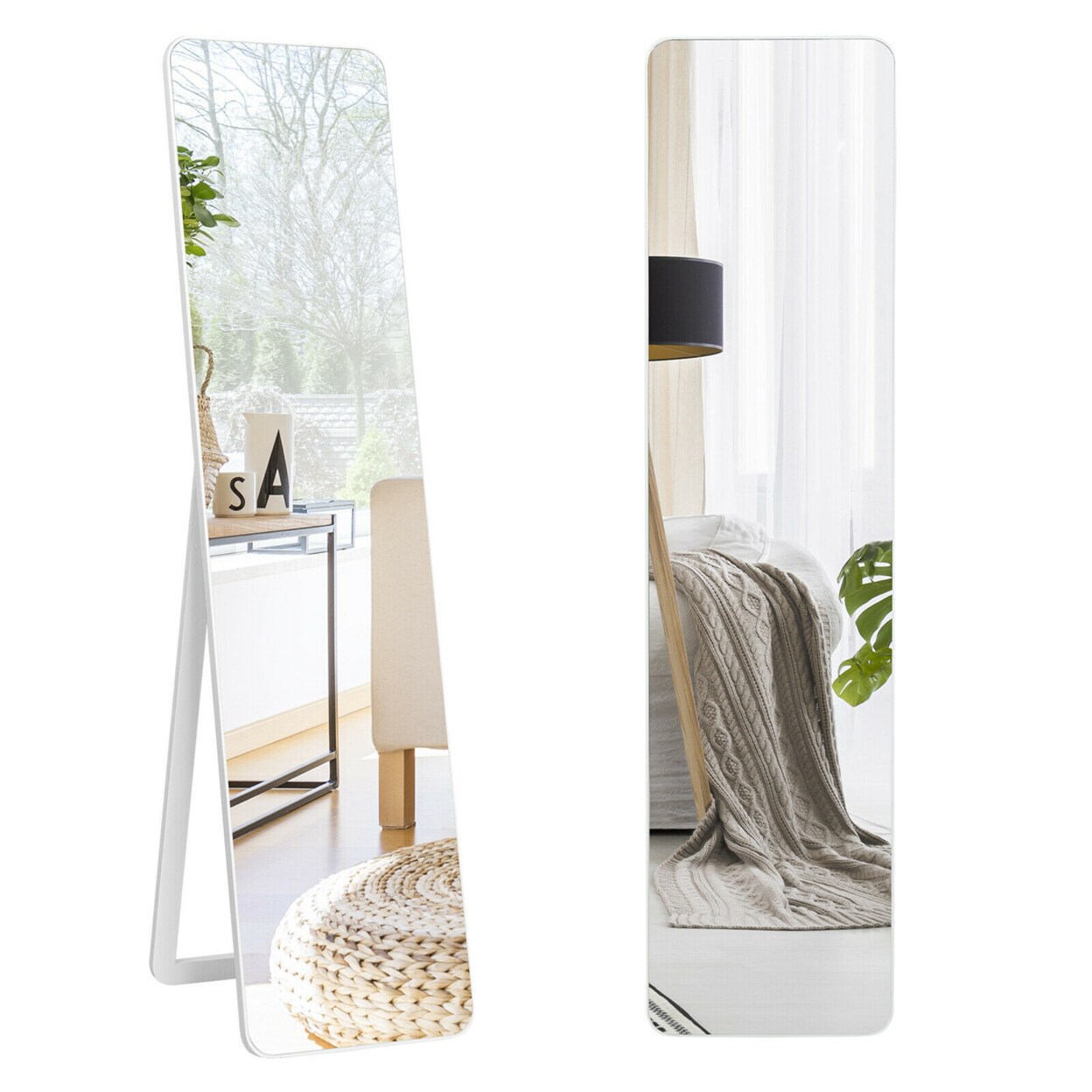 Full Length Floor Mirror Frameless Wall Mounted Mirror Bedroom Bathroom White