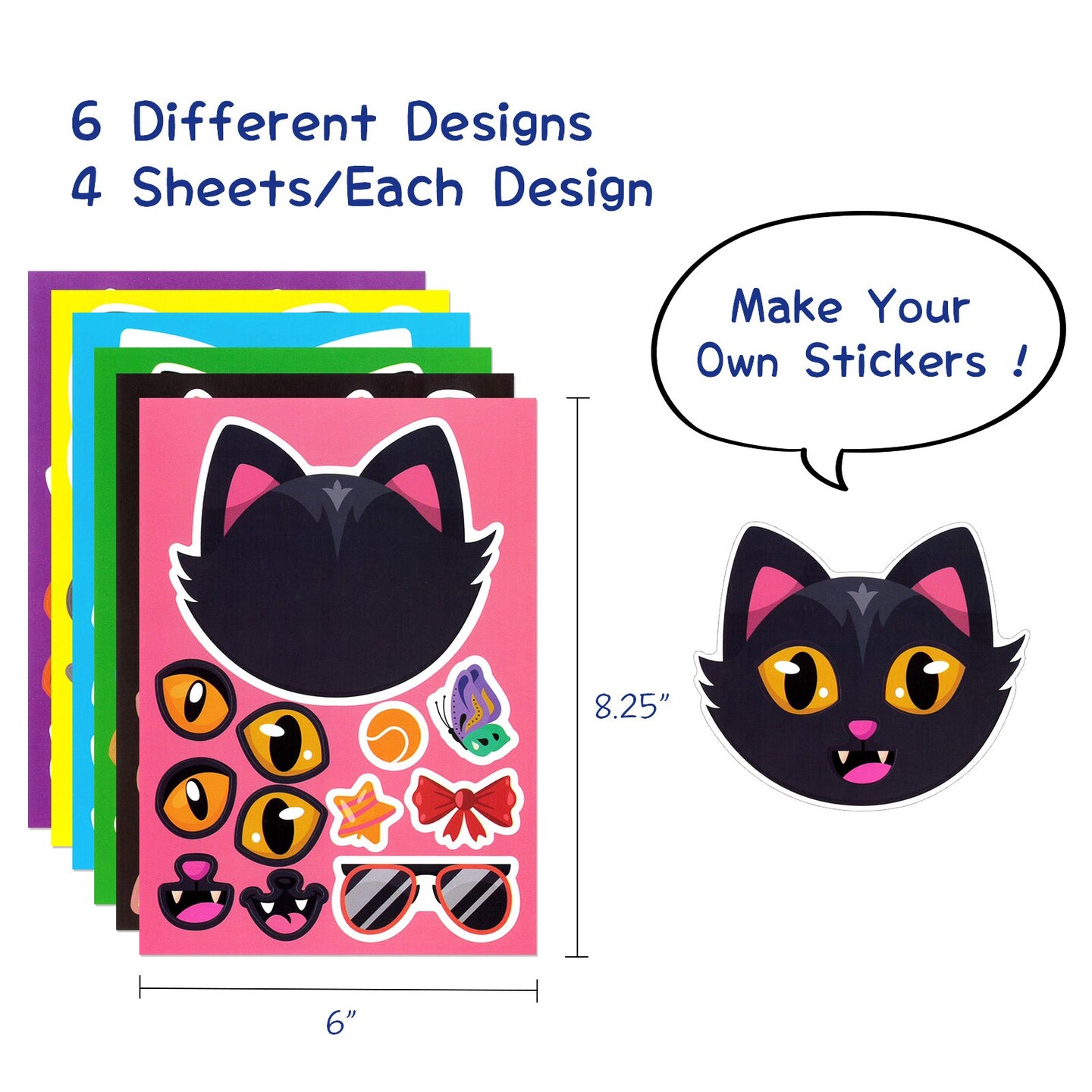 Wrapables Make Your Own Sticker Sheets, DIY Make a Face Animal, Food, Party  Favor Stickers (24 Sheets)