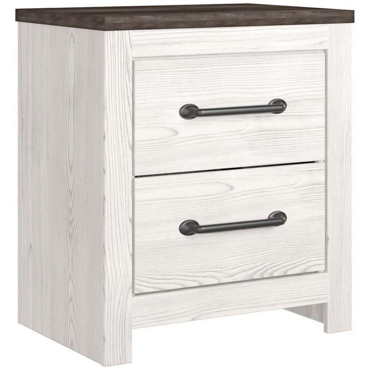 Saltoro Sherpi Jule 25 Inch Modern Rustic Wood Nightstand, 2 Tone, Gray Plank Top, White-