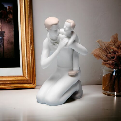 Ceramic Father &#x26; Son Bonding Figurine, Gift for Him, Gift for Dad, Nursery Room Decor, Home Decor, Baby Shower Gift