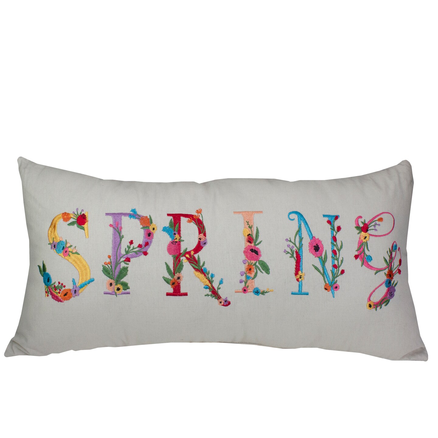 C&#x26;F Home 23&#x22; Off White Spring Floral Embroidered Throw Pillow
