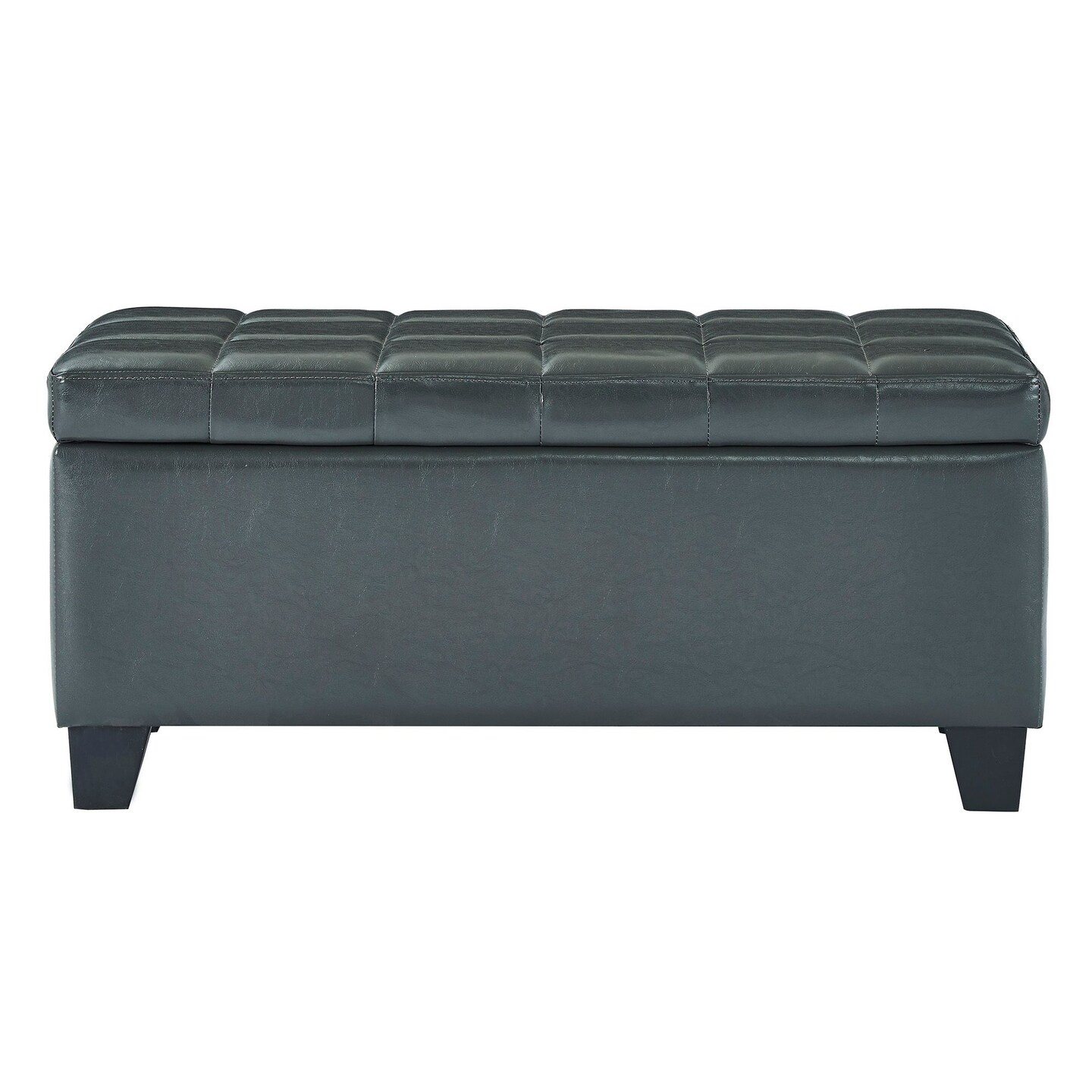 Contemporary Home Living 35.5&#x22; Charcoal Gray Solid Rectangular Storage Ottoman