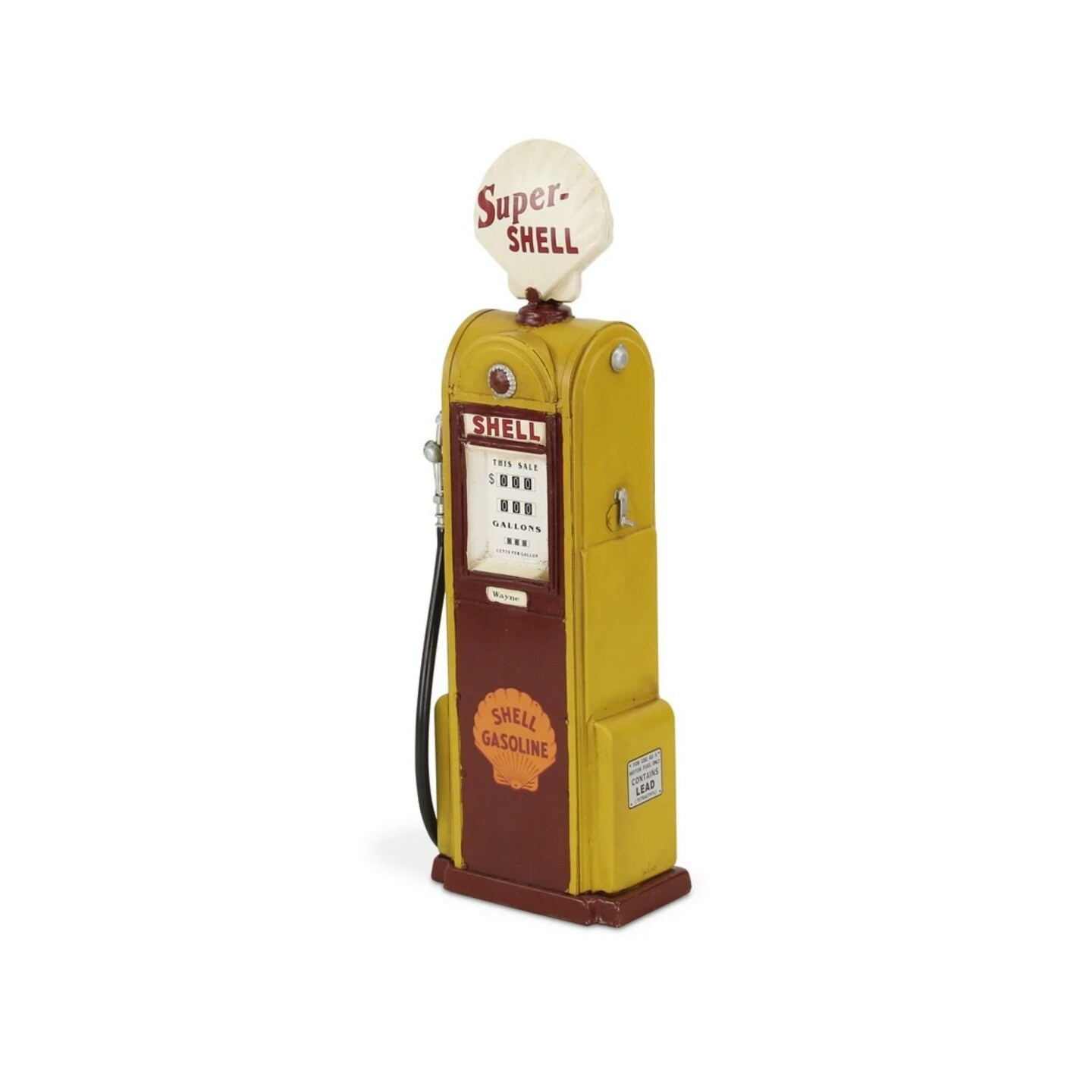 Contemporary Home Living Yellow and Brown Handcrafted Vintage Yellow Gas Pump Decor
