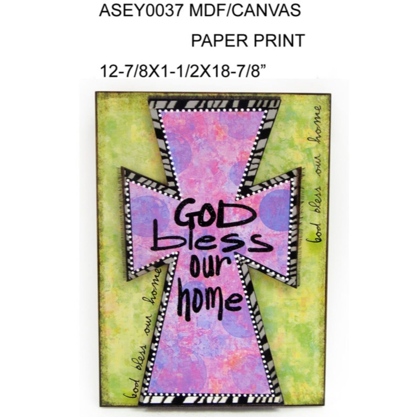 Contemporary Home Living 18.75&#x22; Purple and Green Contemporary Rectangular God Bless Our Home Wall Plaque