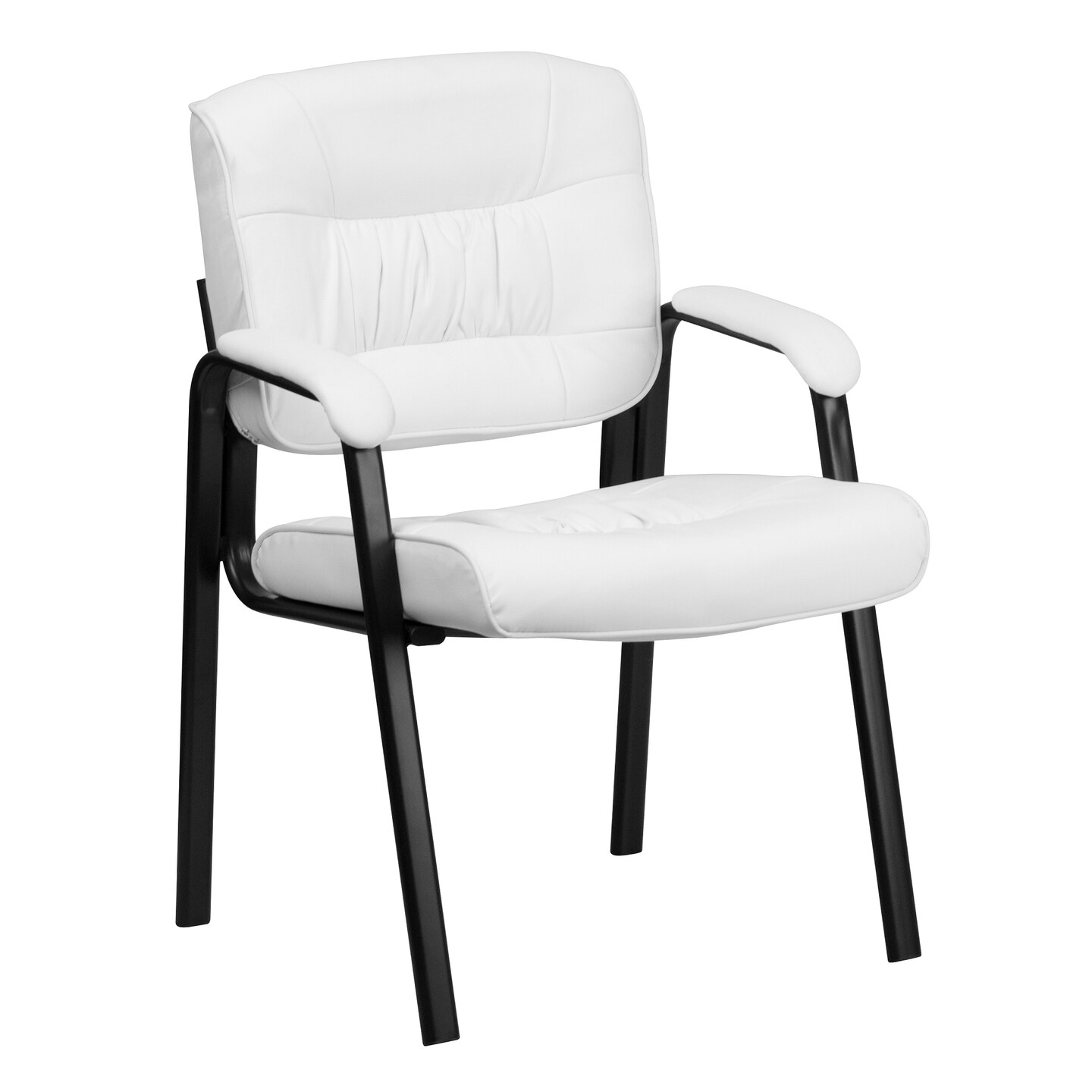 Flash Furniture 36&#x22; White and Black Leather Executive Side Reception Chair with Metal Frame