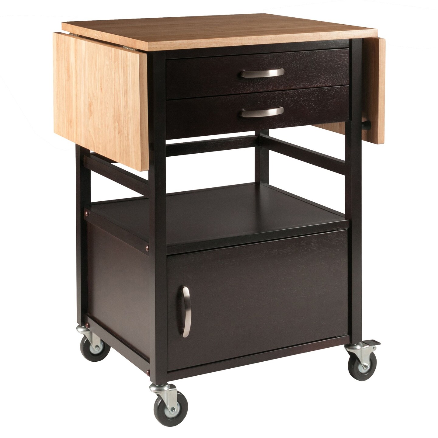 Contemporary Home Living Bellini Kitchen Cart Natural/Coffee Finish