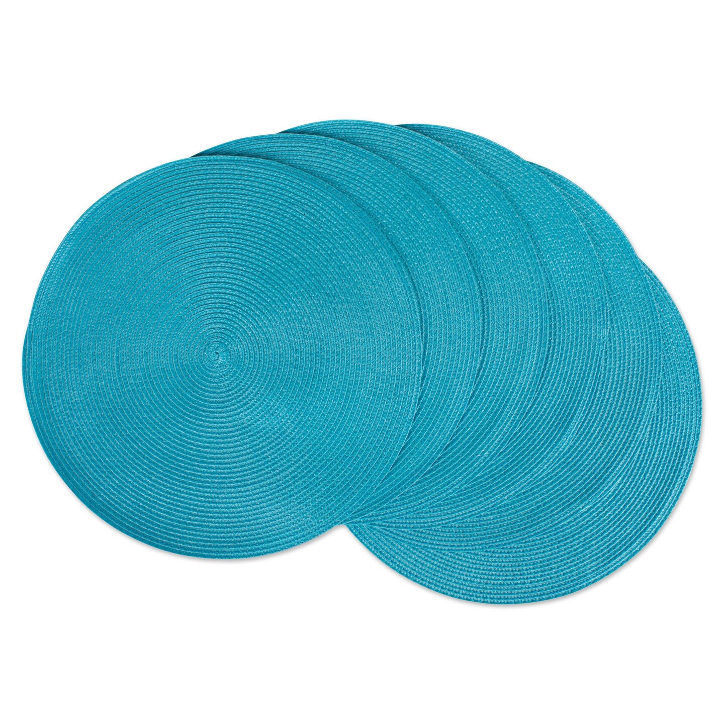 Contemporary Home Living Set of 6 Aqua Blue Round Woven Table Placemats 14.75&#x22;