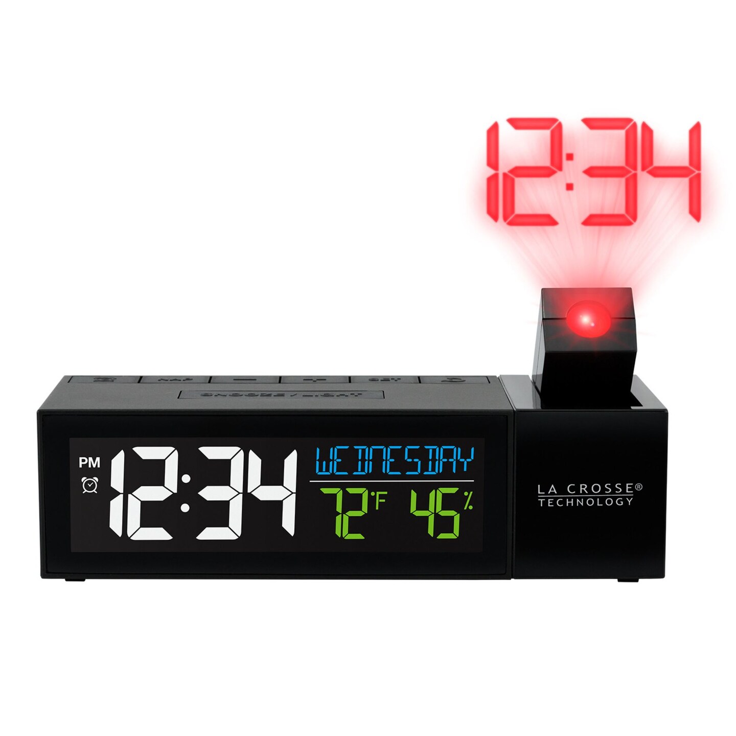 La Crosse Technology 6.5" Black and Red Pop Up Projection Alarm Clock