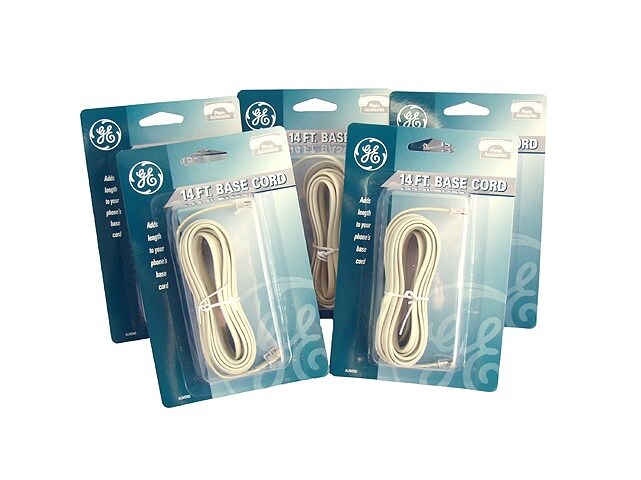 GE Pack of 5 GE Telephone Base Cords -14 Feet - Almond