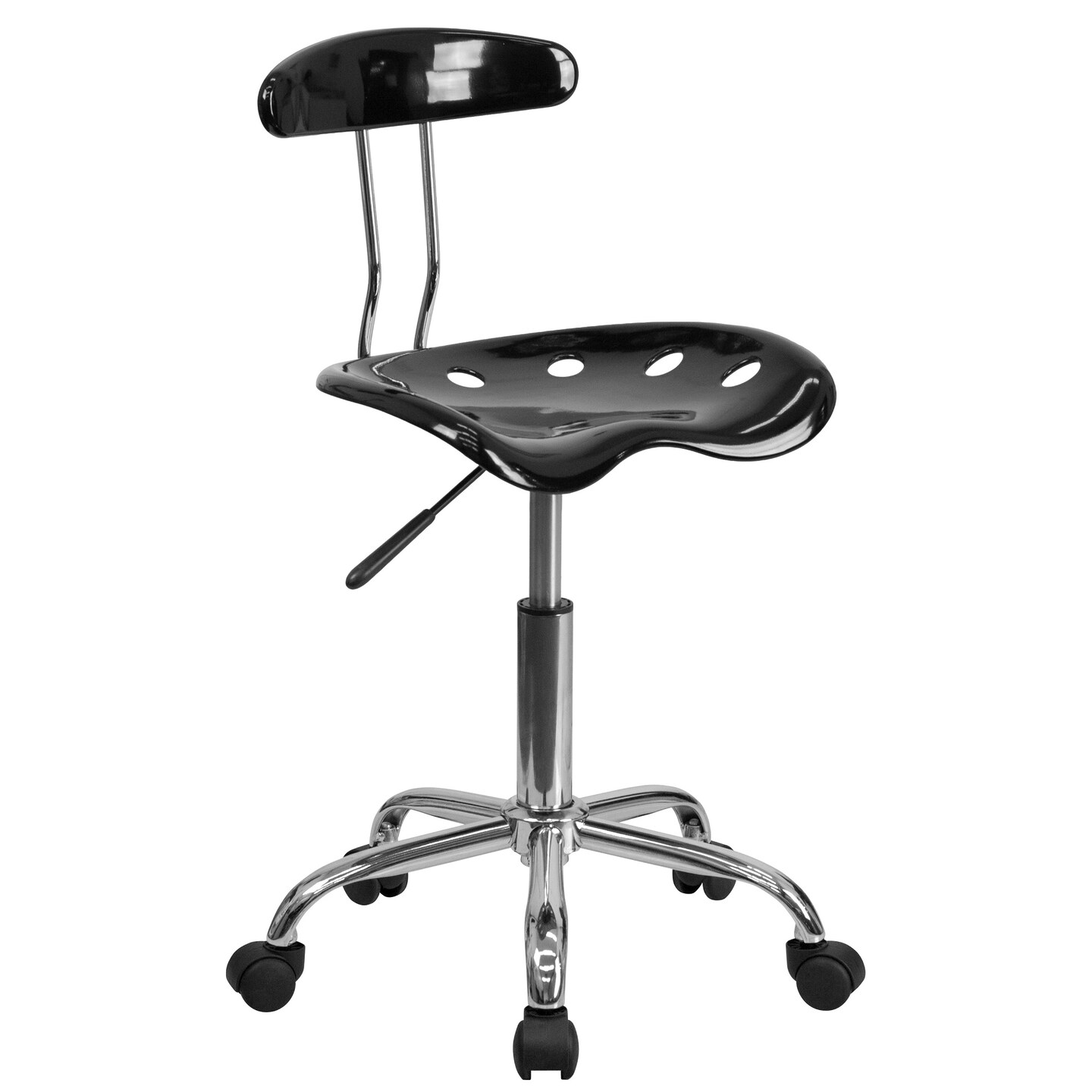Flash Furniture 34.75&#x22; Black and Metallic Gray Tractor Seat Chrome Swivel Task Office Chair