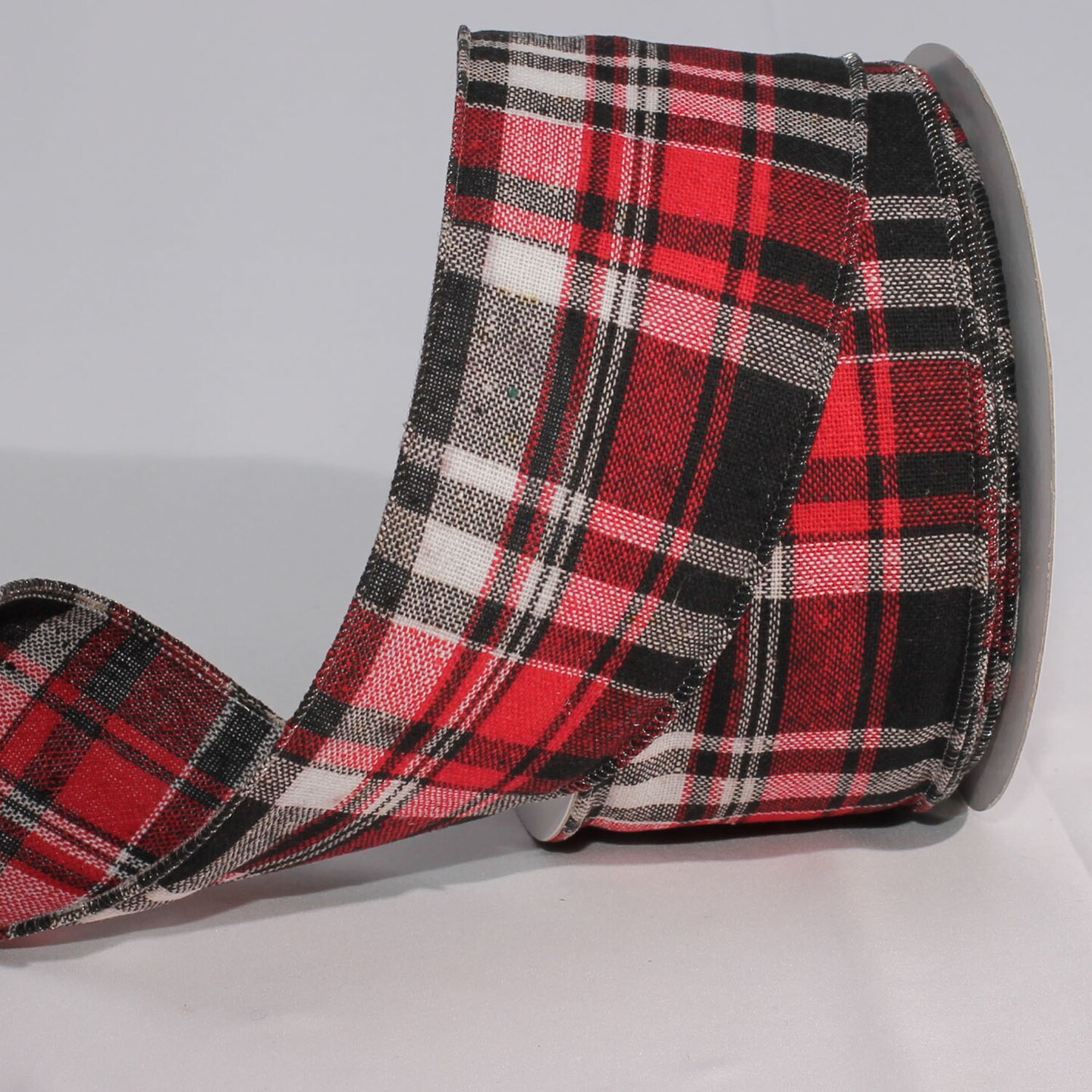 The Ribbon People Red and Black Kilt Wired Craft Ribbon 2.5&#x22; x 40 Yards