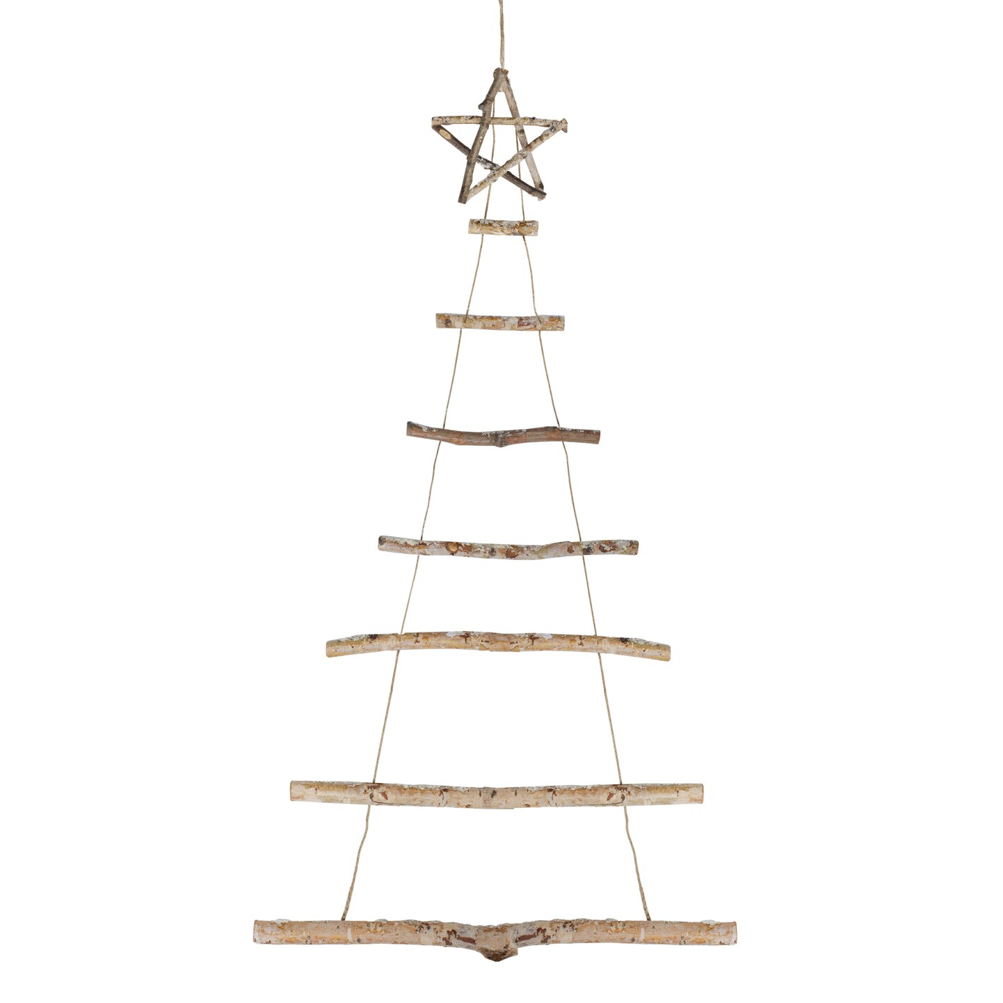 Northlight Natural Frosted Tree with Star Topper Wooden Christmas Hanging Decoration - 51&#x22;
