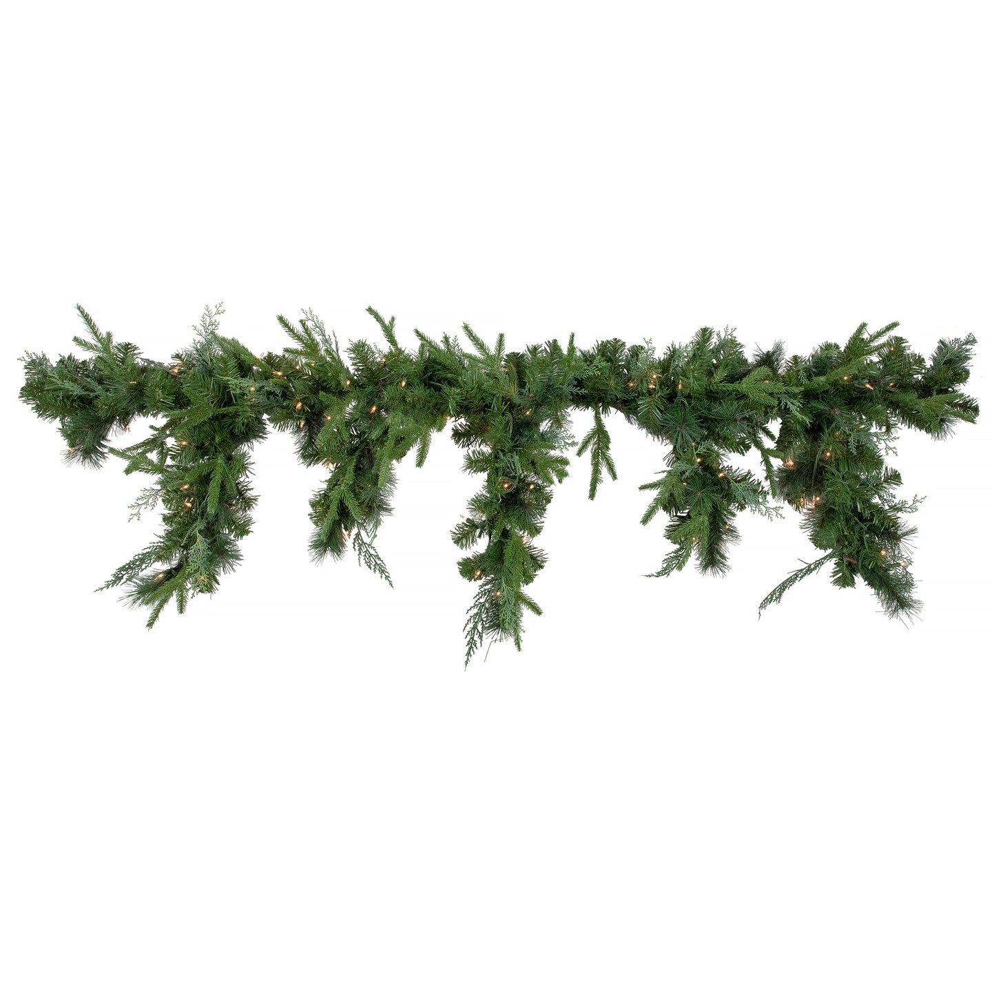 Northlight 6' x 18" Pre-Lit Mixed Pine Artificial Christmas Icicle Garland, Clear Lights
