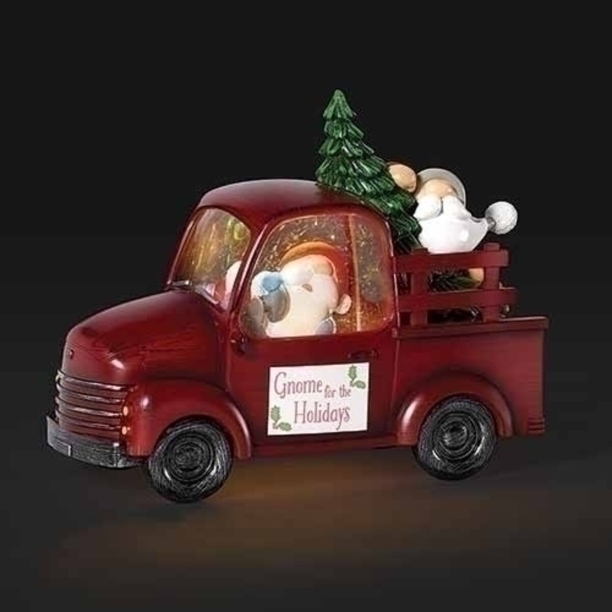 Roman 10.25" LED Lighted "Gnome for the Holidays" Christmas Snow Globe Truck