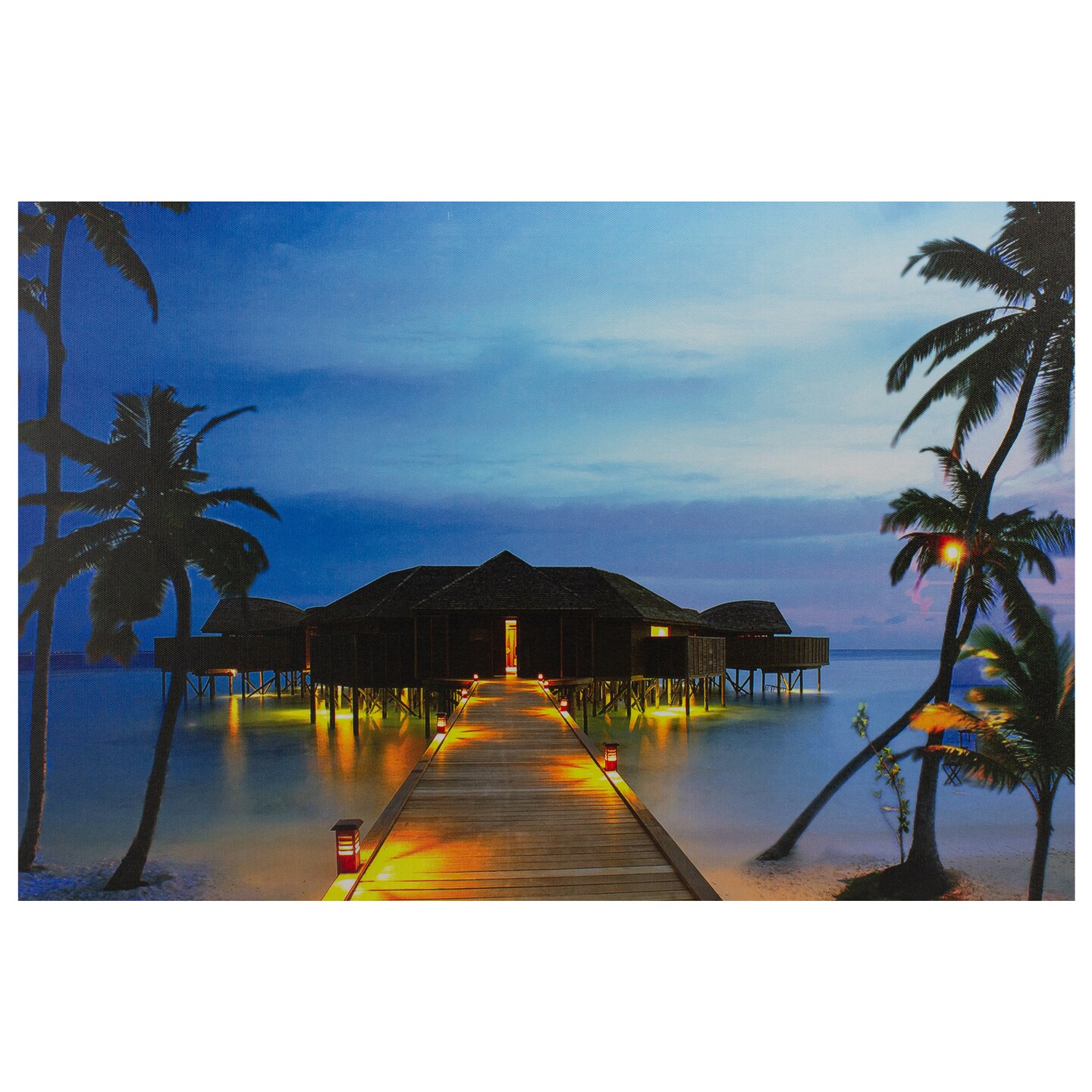 Northlight LED Lighted Tropical Paradise Island Beach Scene Canvas Wall Art 23.5&#x22;