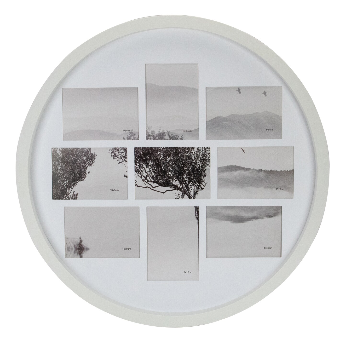 Northlight 20.75&#x22; White Round Collage With 9 Slots for 3.5 X 5 Photos Wall Decor