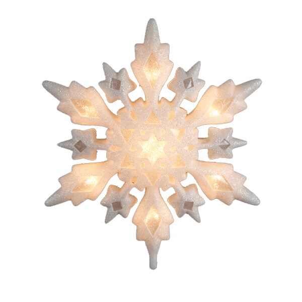 Kurt Adler Iridescent Glitter 3-Dimensional Snowflake Christmas Tree Topper - Clear Lights