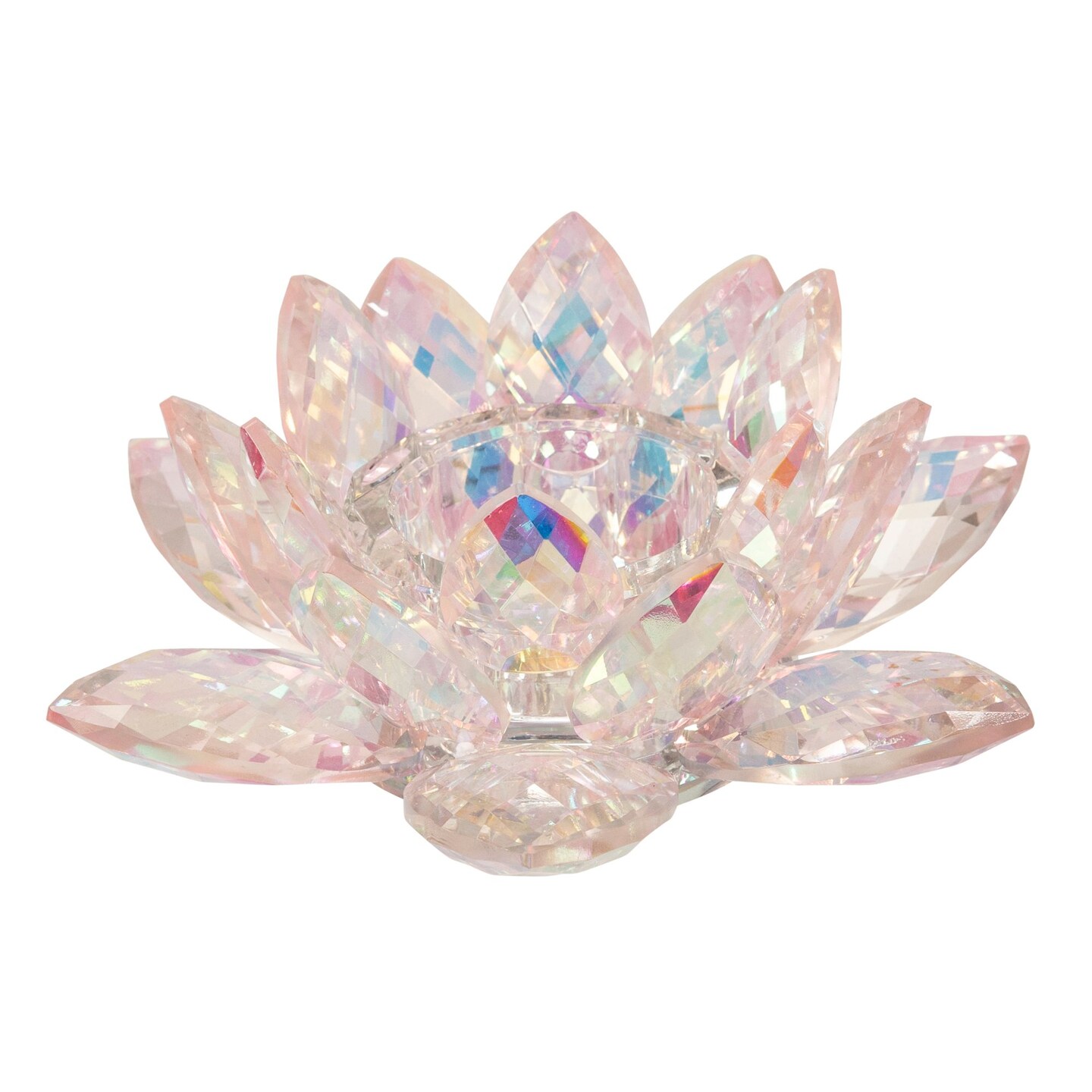 Kingston Living 8.25" Blush Pink Crystal Lotus Votive Candle Holder
