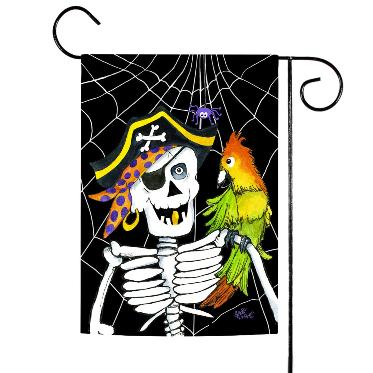 Toland Home Garden White and Black Skeleton Pirate Outdoor Garden Flag 18&#x22; x 12.5&#x22;