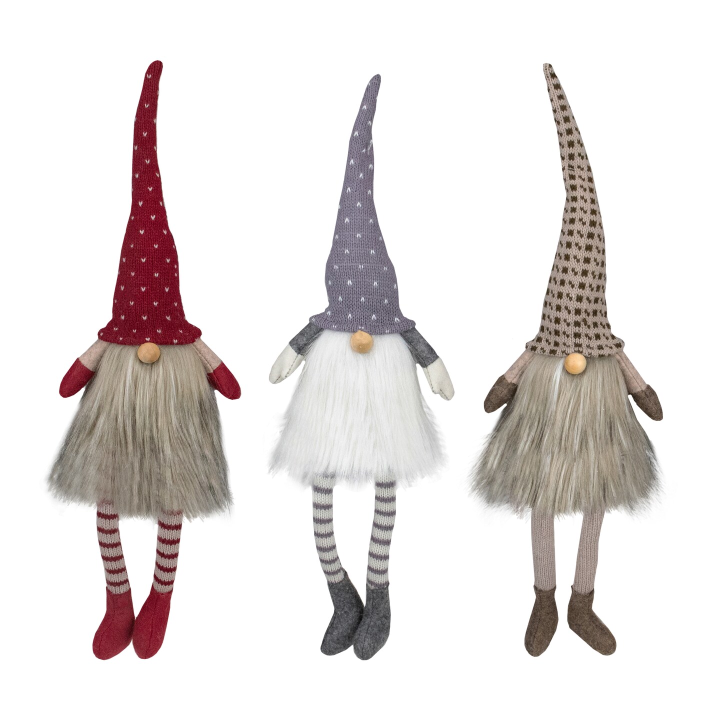 Northlight Sitting Christmas Gnomes with Dangling Legs - 20" - Set of 3