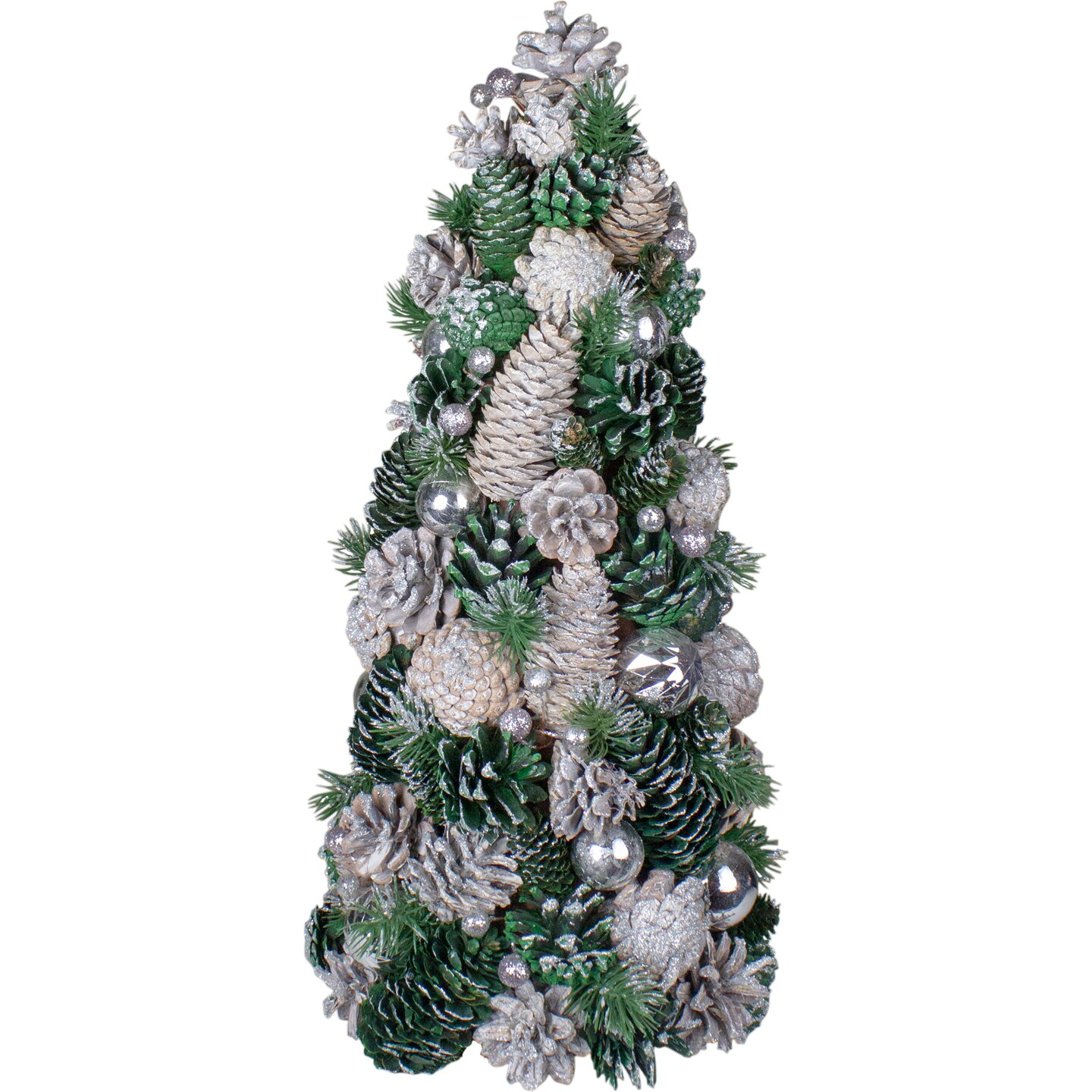 Northlight Pinecone and Ornaments Glitter Cone Christmas Tree - 18&#x22;