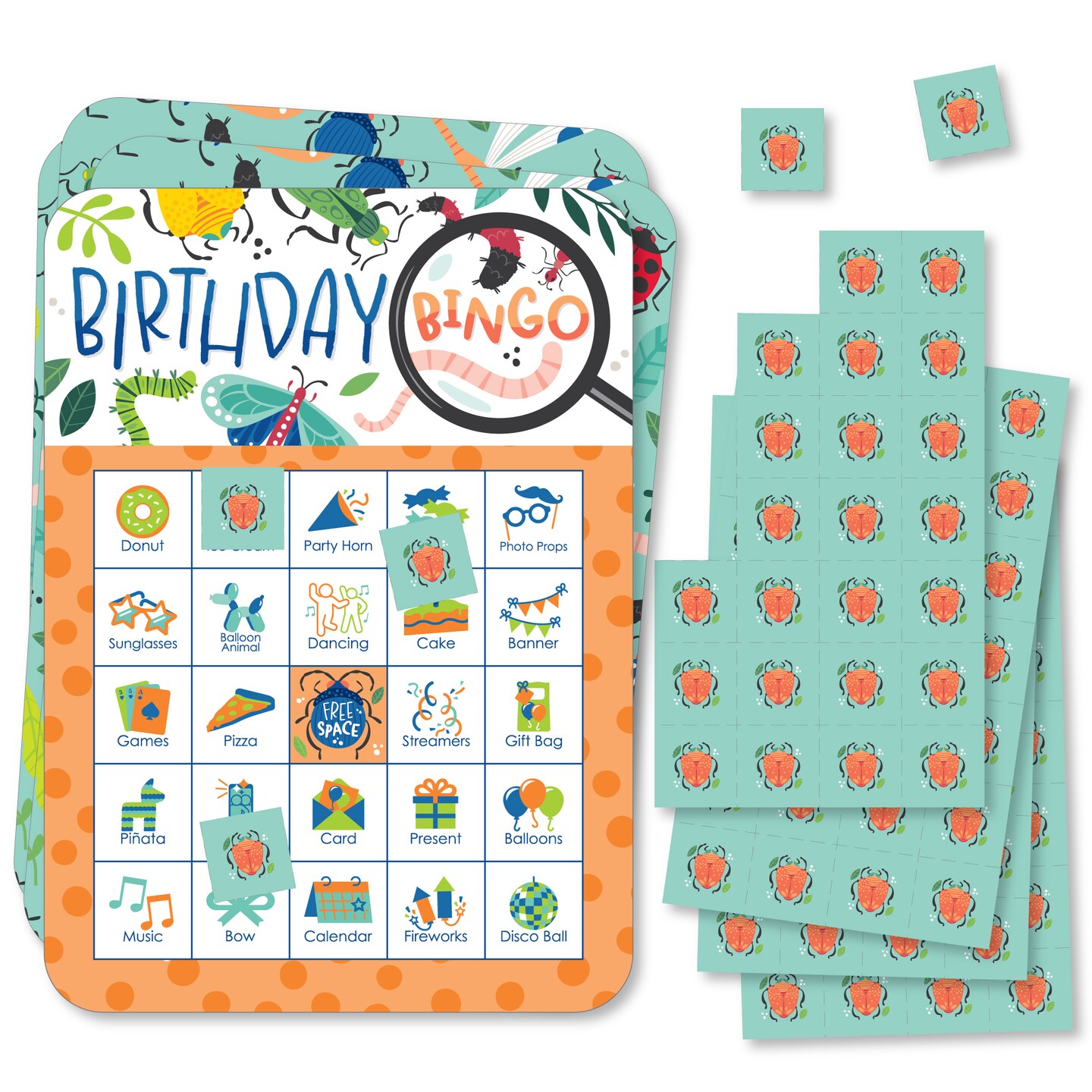 Big Dot of Happiness Buggin&#x27; Out - Picture Bingo Cards and Markers - Bugs Birthday Party Bingo Game - Set of 18