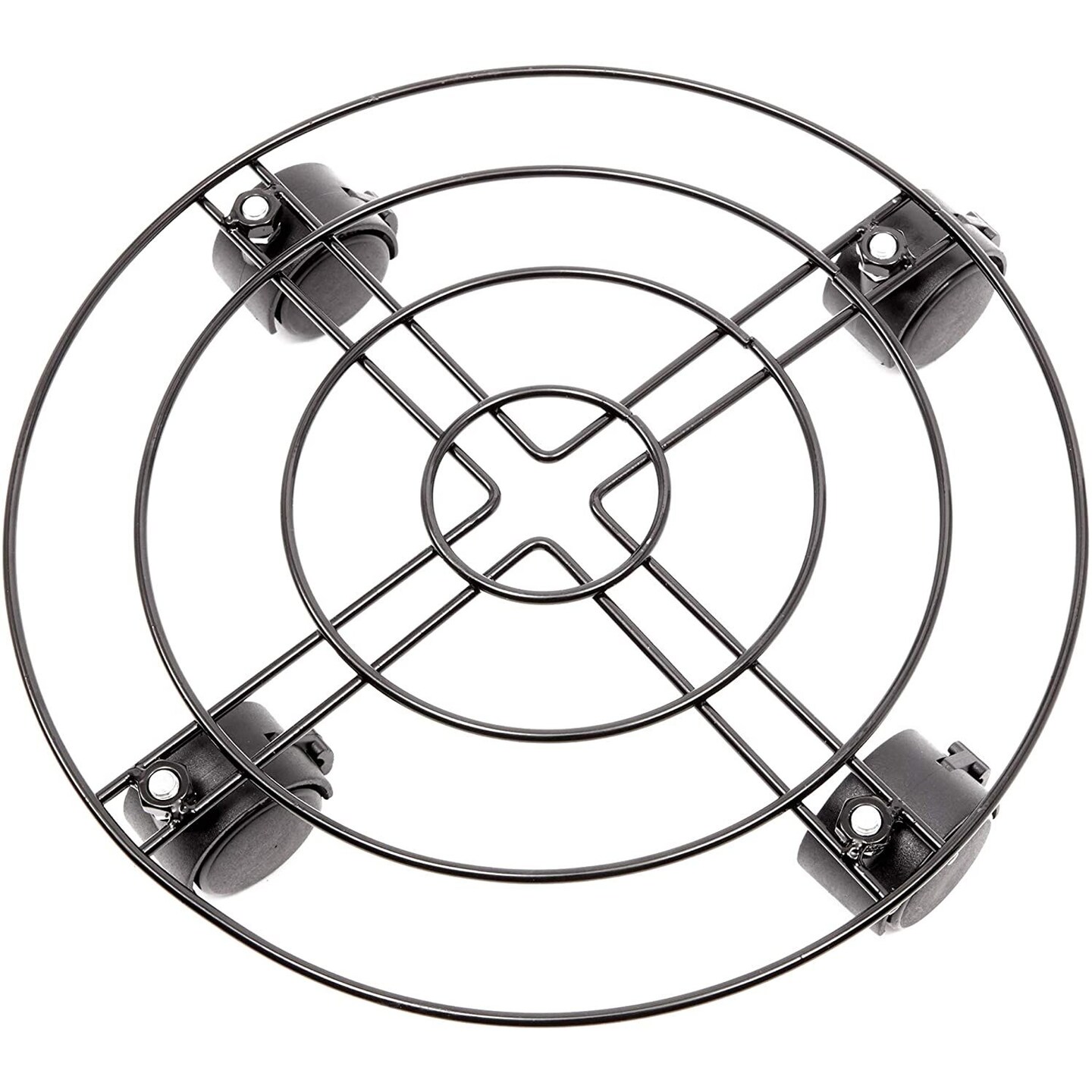 12.5" Iron Plant Caddy with Heavy Duty Wheels Casters, Metal Plant Dolly Rolling Flower Pot Planter Stand Mover on Round Rack, Rustproof for Indoor Outdoor Home Garden Patio, Black 12.5 inches