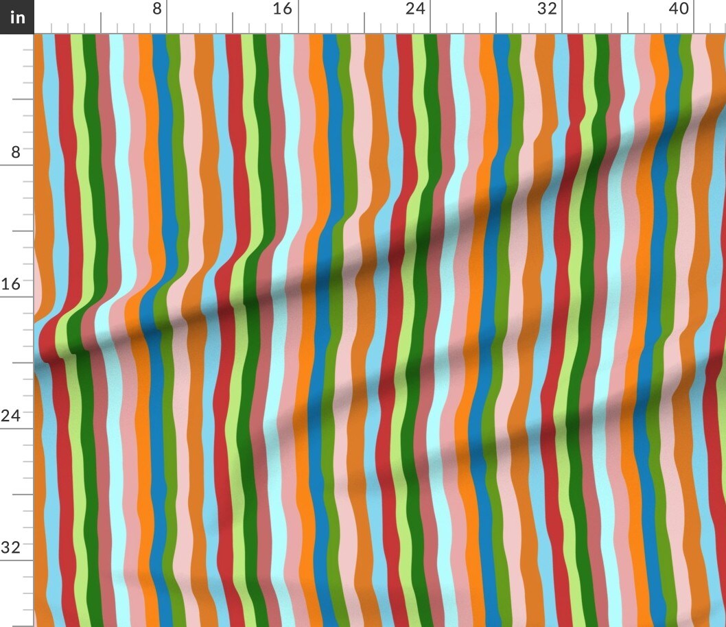 Various Fabrics by the Yard or Fat Quarter Multicolor Stripes Vertical Modern Abstract Green Orange Pink Blue Custom Printed Fabric by Spoonflower