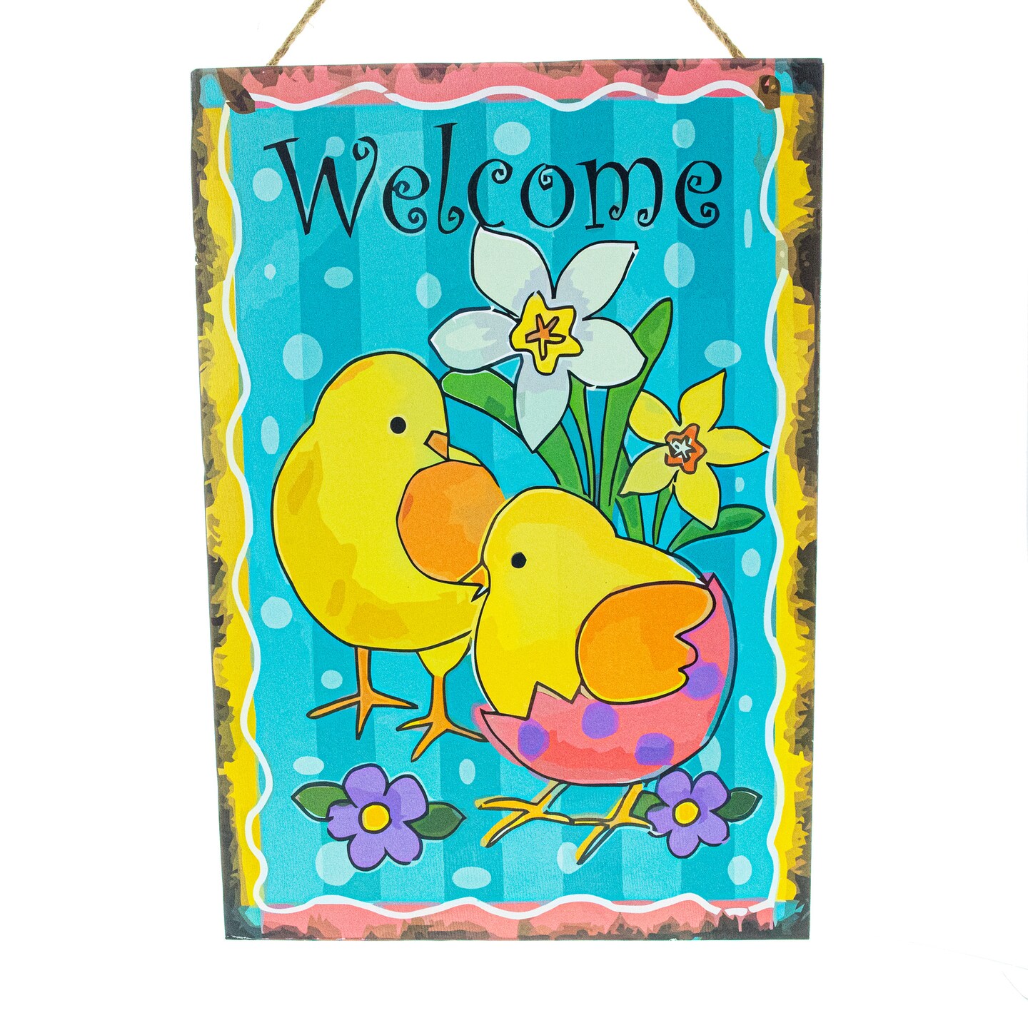 Easter Chicks Spring Welcome Decorative Plaque Wall Sign 10 Inches