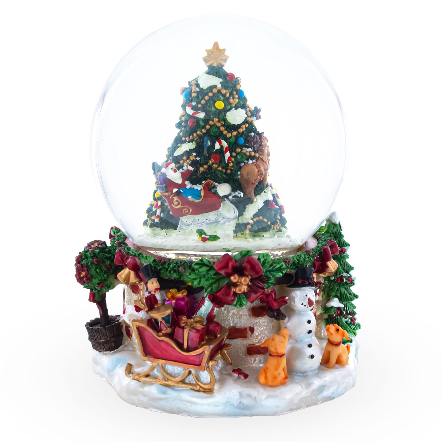 Santa&#x27;s, Snowman and Canine Companions Musical Water Snow Globe