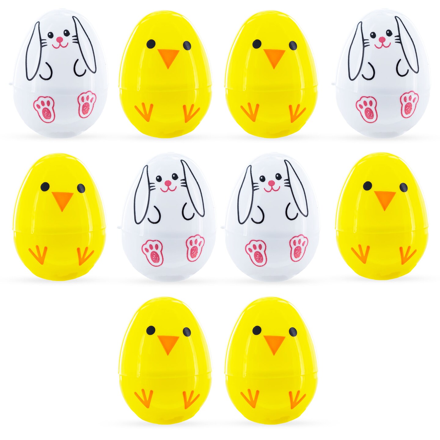 10 Playful Bunny &#x26; Chick Plastic Easter Egg 2.25 Inches
