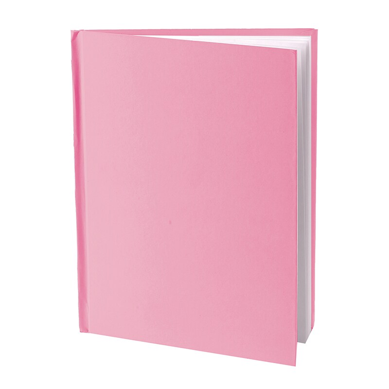 Pink Hardcover Blank Book, White Pages, 8&#x22;H x 6&#x22;W Portrait, 14 Sheets/28 Pages