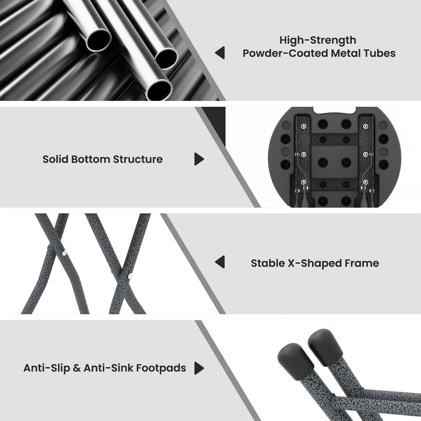 Costway 1/2 PCS 18"H Folding Stool Portable & Foldable Camping Chair with Built-in Handle Black