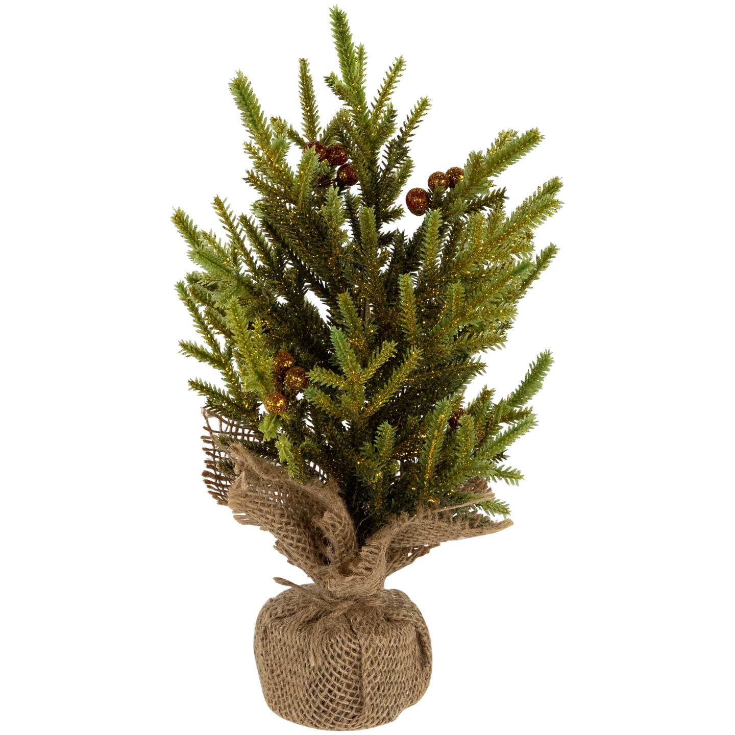 Northlight Mini Pine with Berries Artificial Christmas Tree in Burlap Base - 12&#x22; - Unlit