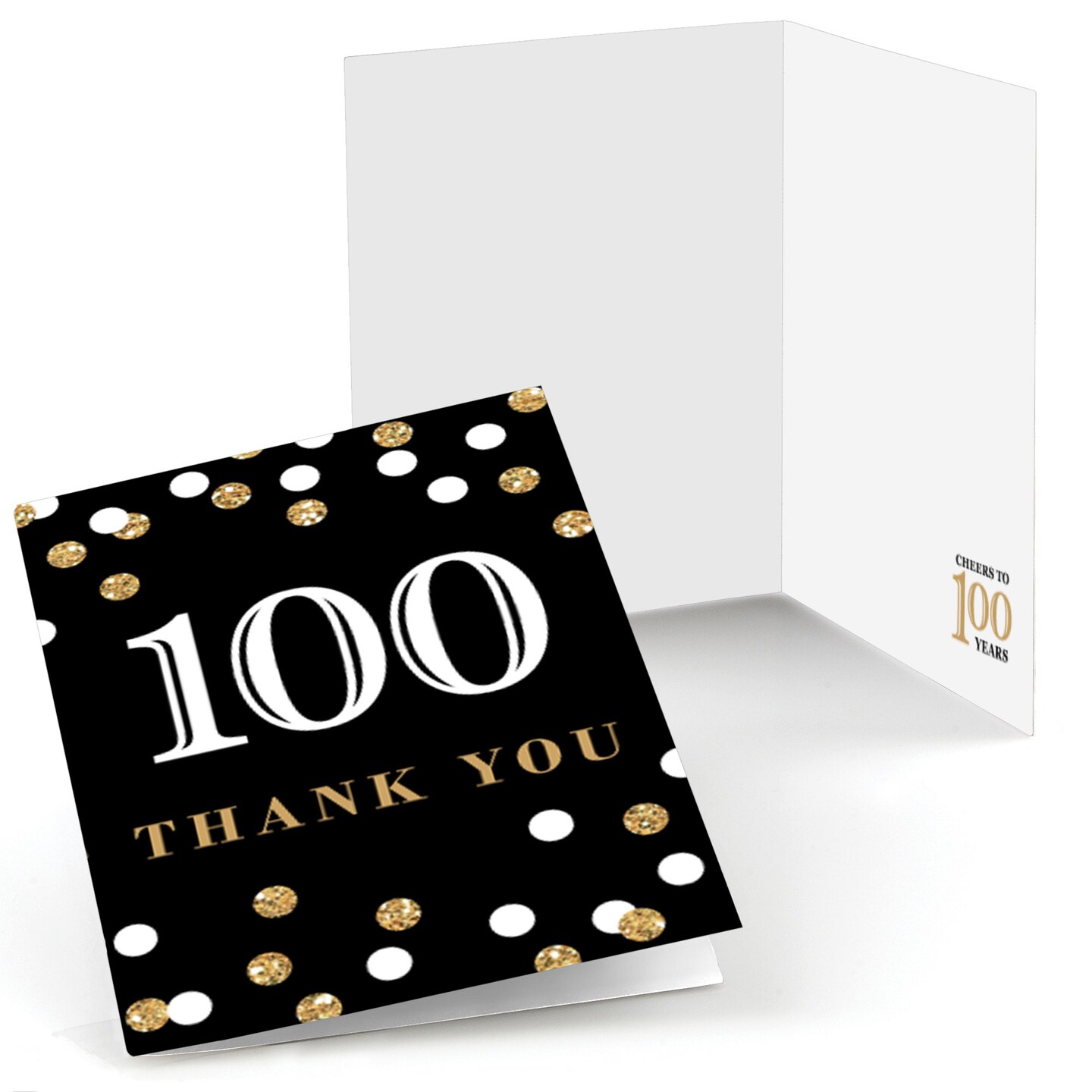 Big Dot of Happiness Adult 100th Birthday - Gold - Birthday Party Thank You Cards (8 count)