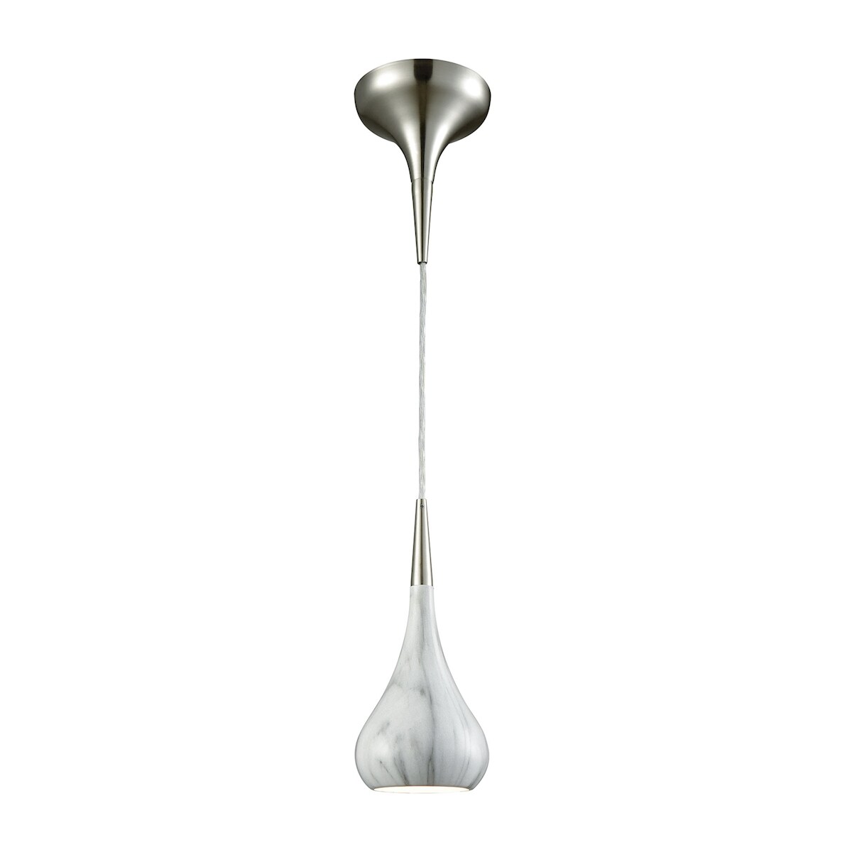 Lindsey 1 Light Pendant In Satin Nickel With Marble Print Shade 10&#x22;