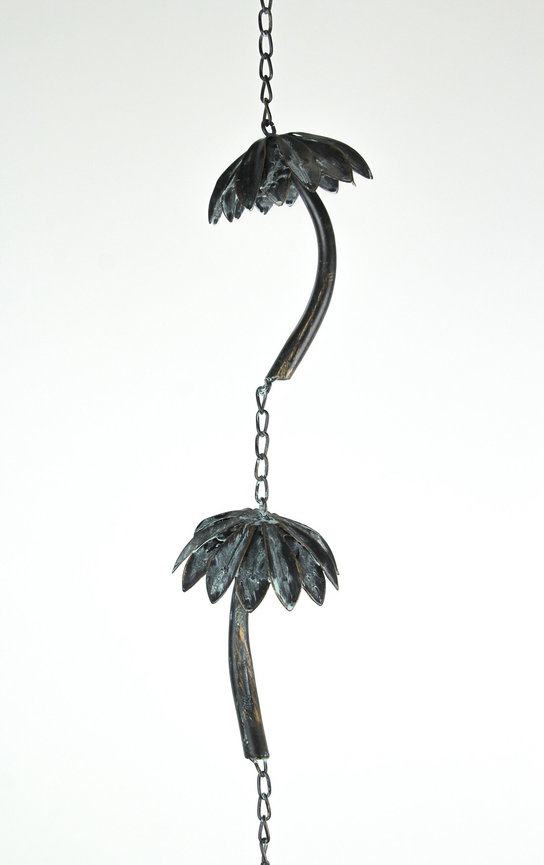 Metal Tropical Palm Tree Rain Chain with Attached Hanger 72 inch