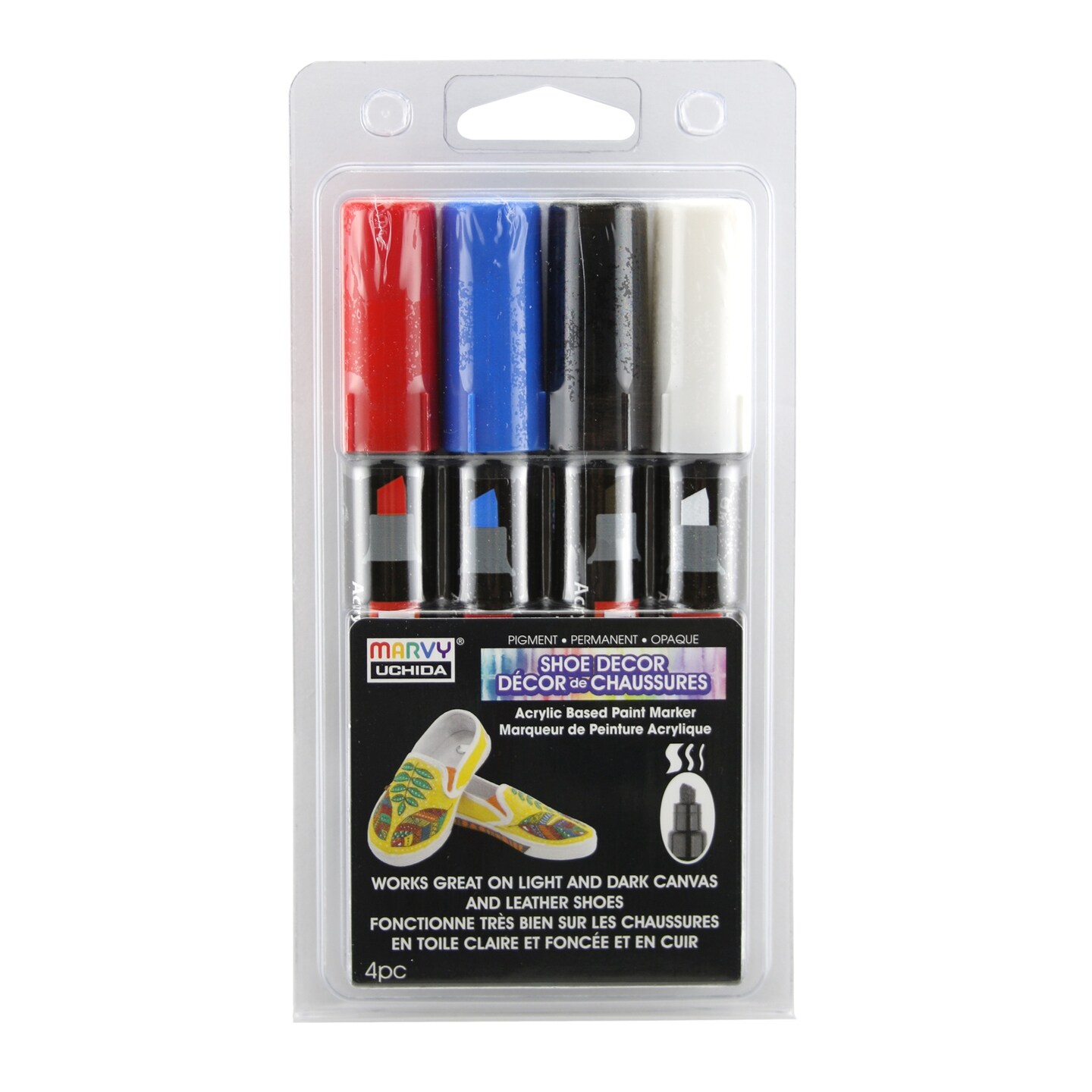 Uchida DecoColor Chisel Tip Acrylic Paint Markers 4/Pkg-Basic