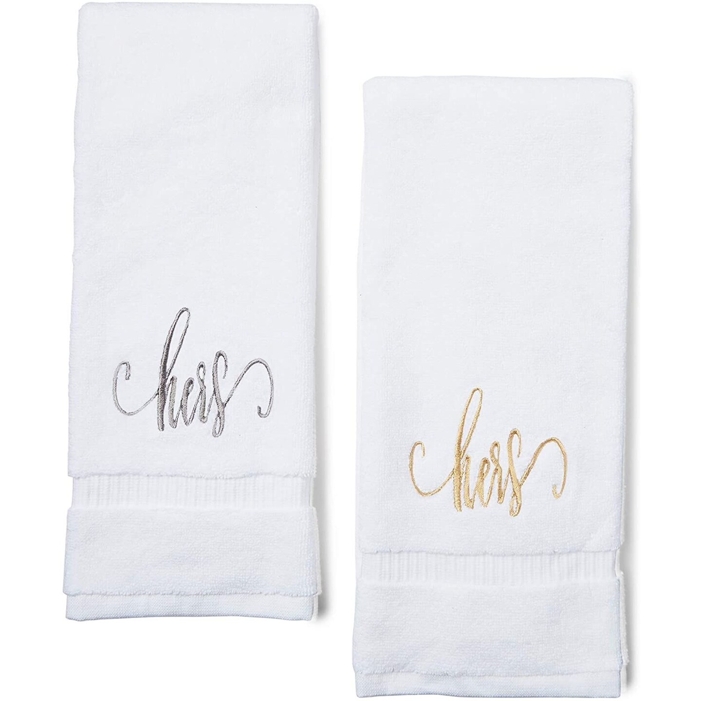 Hers and Hers Monogrammed Hand Towels Wedding Gift for Lesbian Couple Women (16 x 30 in, Set of 2)