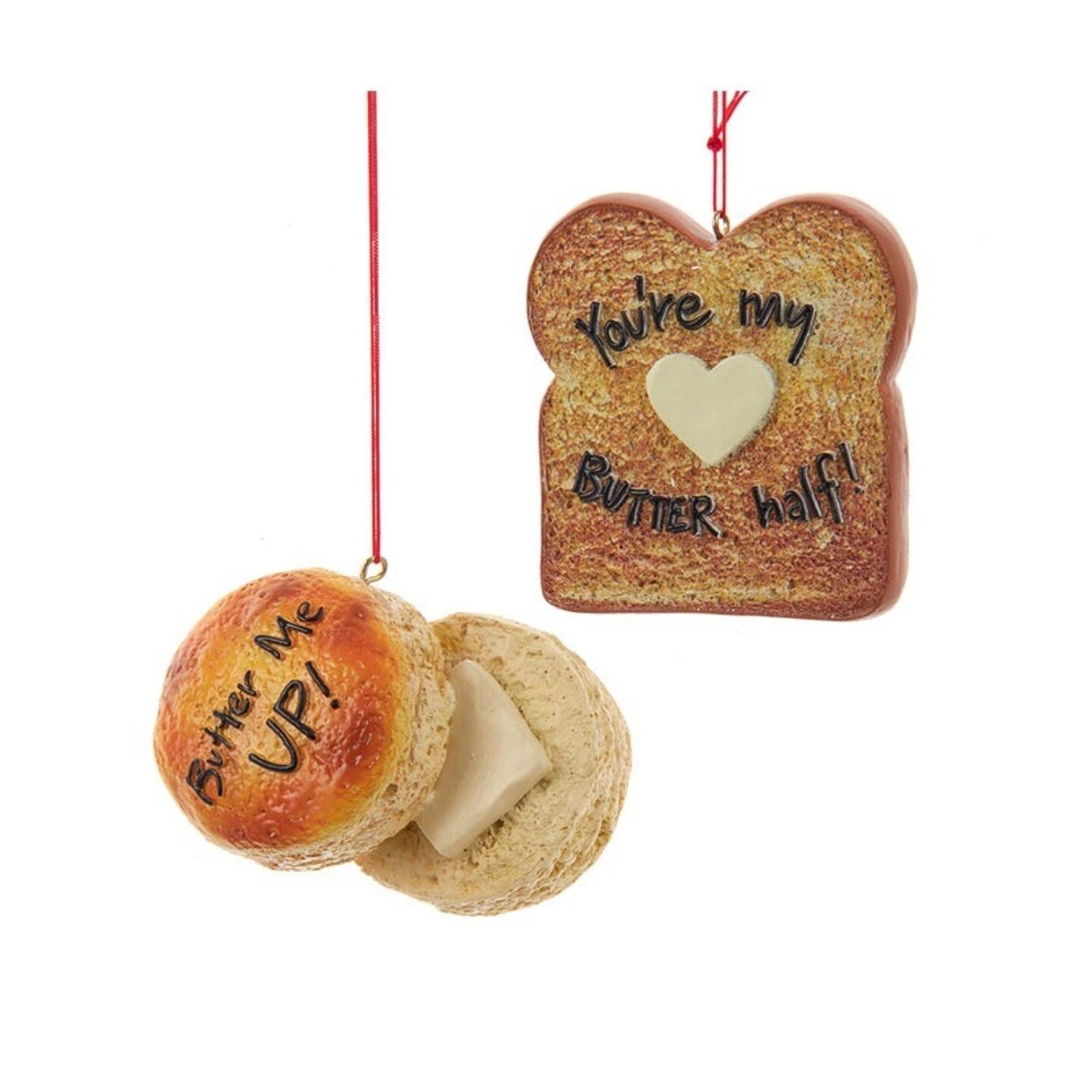 KSA Club Pack of 12 Painted Toast and Biscuit Christmas Ornaments 3.5&#x22;