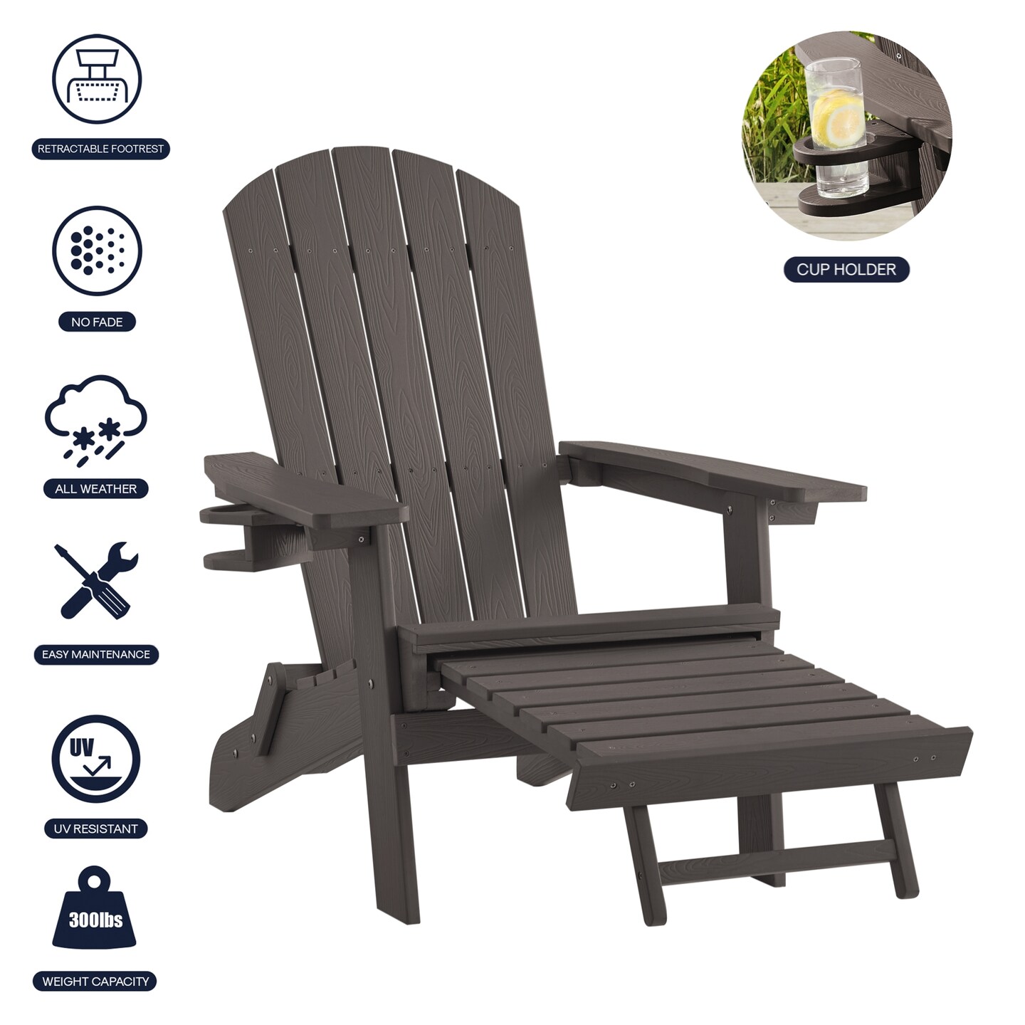 Taven Adirondack Chair With Cup Holder