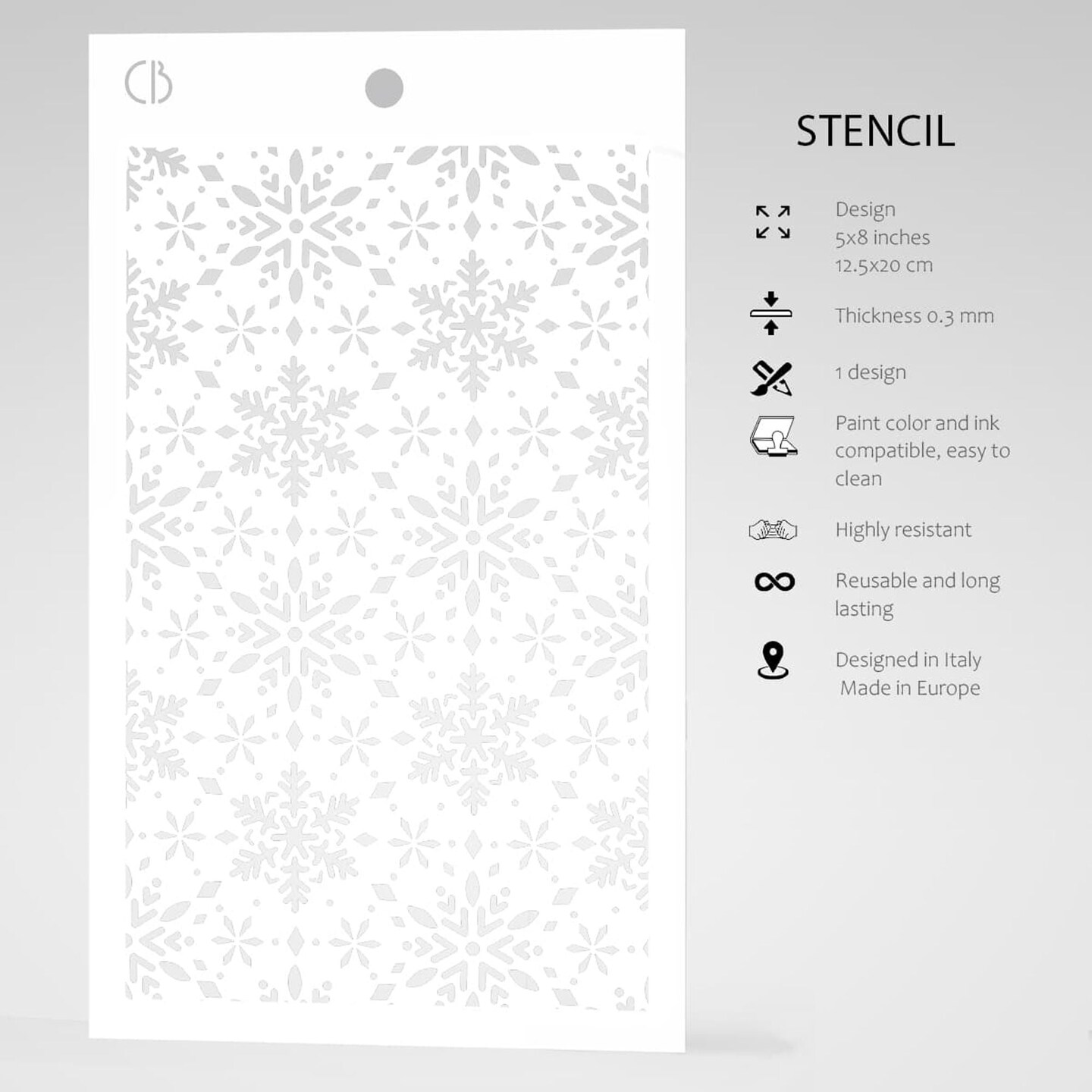 Ciao Bella  Texture Stencil 5&#x22;x8&#x22; Snowflakes
