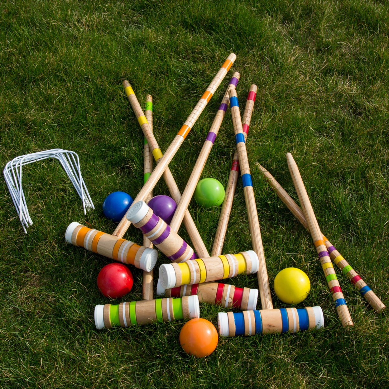 Hey! Play! Complete Croquet Set With Carrying Case 6 Mallets 6 Balls Outdoor Game