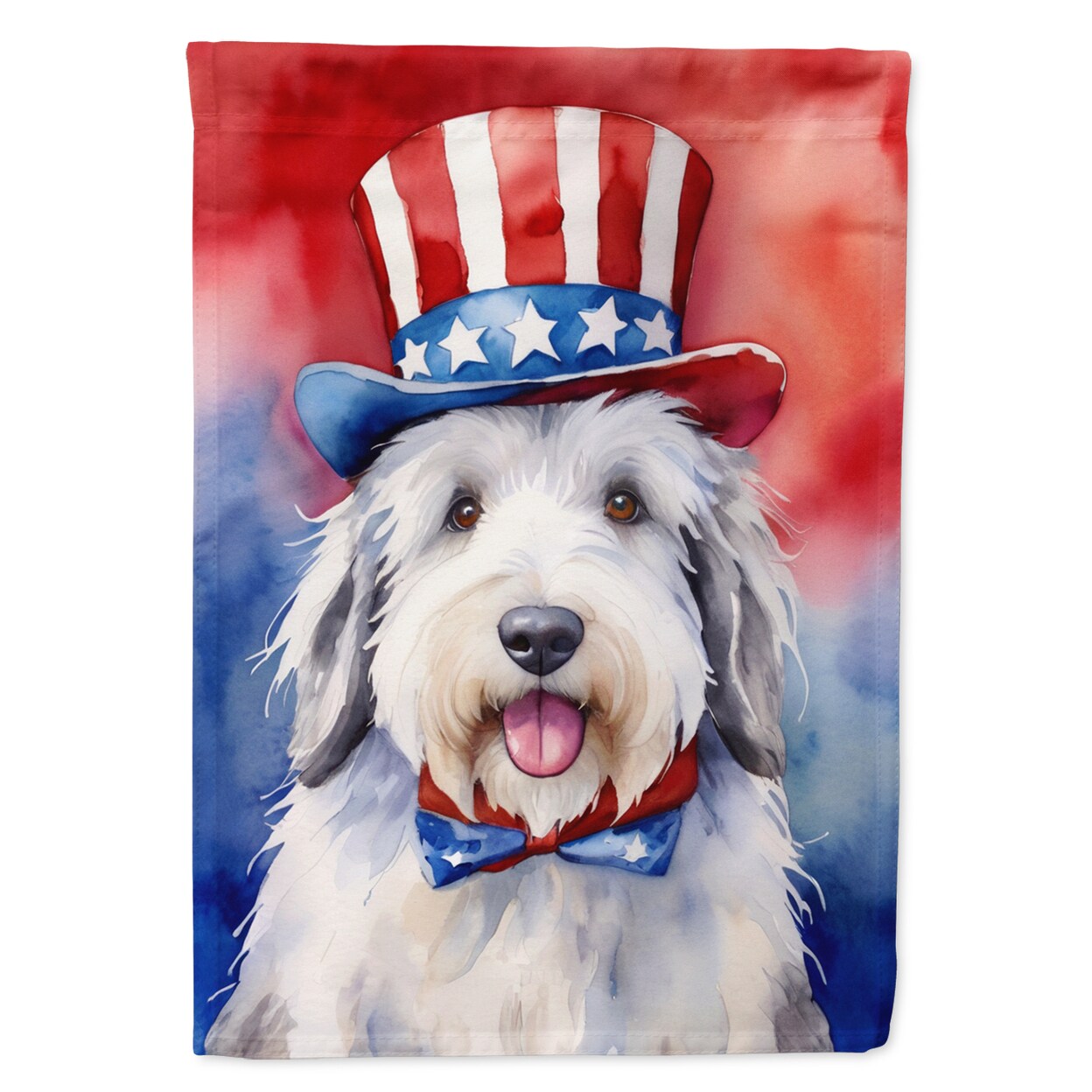 Old English Sheepdog Patriotic American House Flag