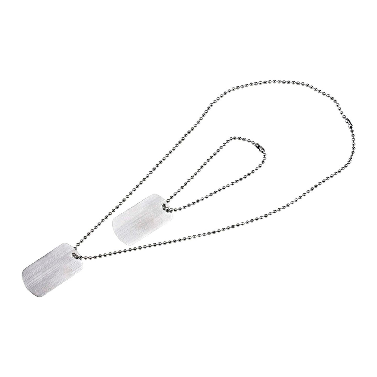 Contemporary Home Living Set of 2 Stainless Steel Dog Tag Necklaces with Ball and Socket Chains