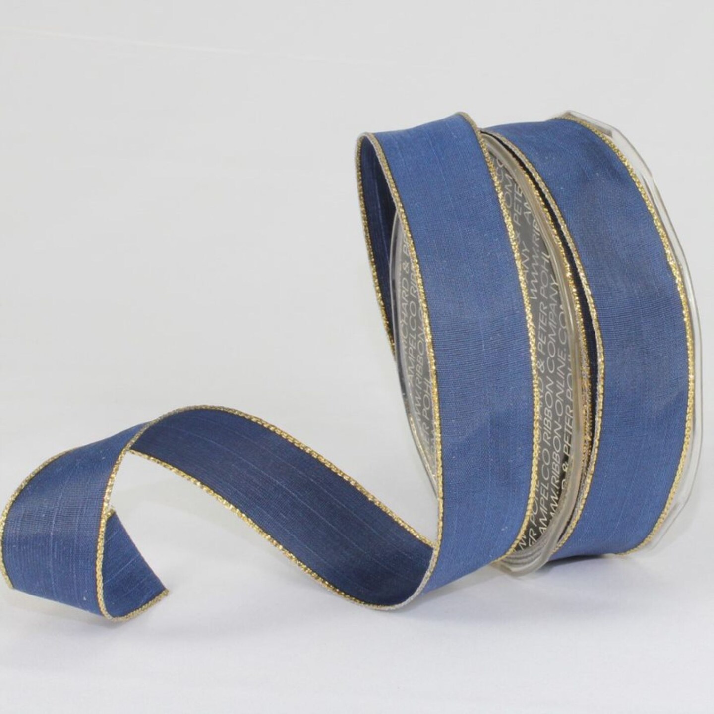 The Ribbon People Navy Blue and Gold Solid Wired Craft Ribbon 1&#x22; x 54 Yards