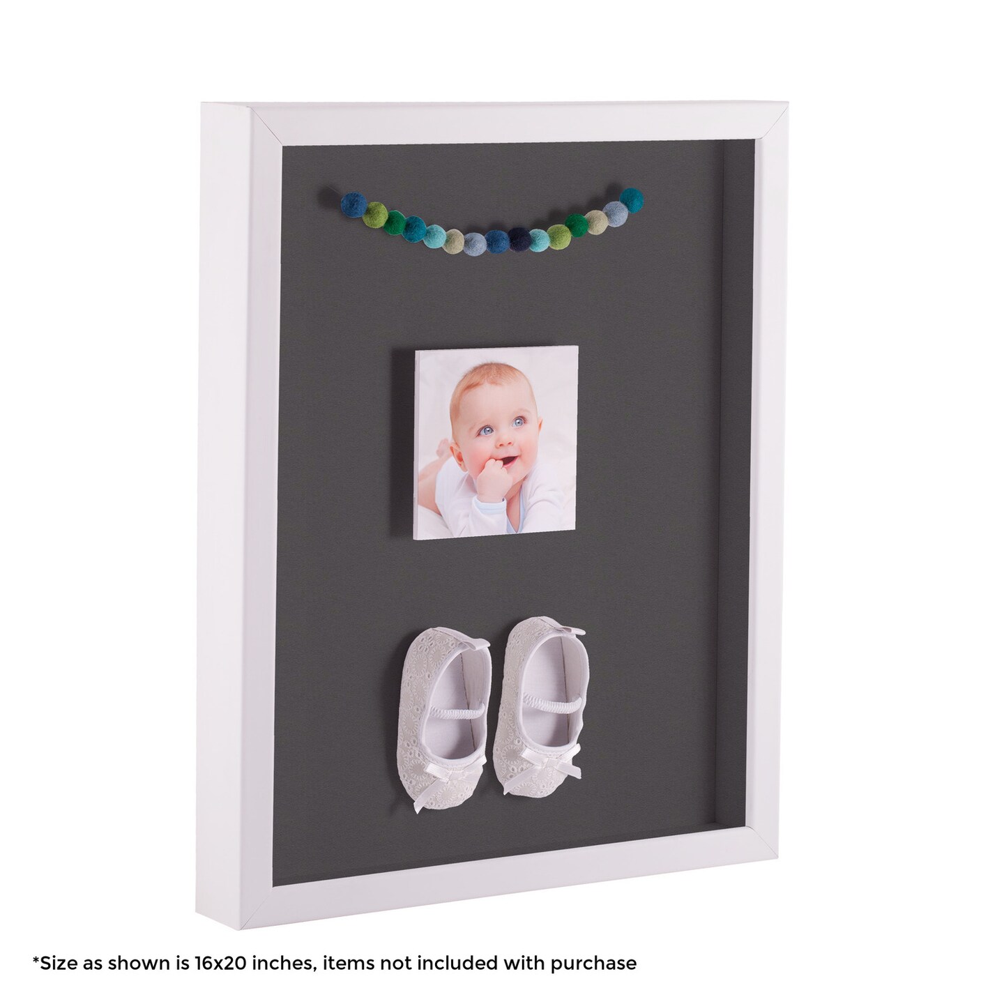 ArtToFrames 14x18 Inch Shadow Box Picture Frame, with a Satin White 1.00" Wide Shadowbox frame and Super White Mat Backing (4655)